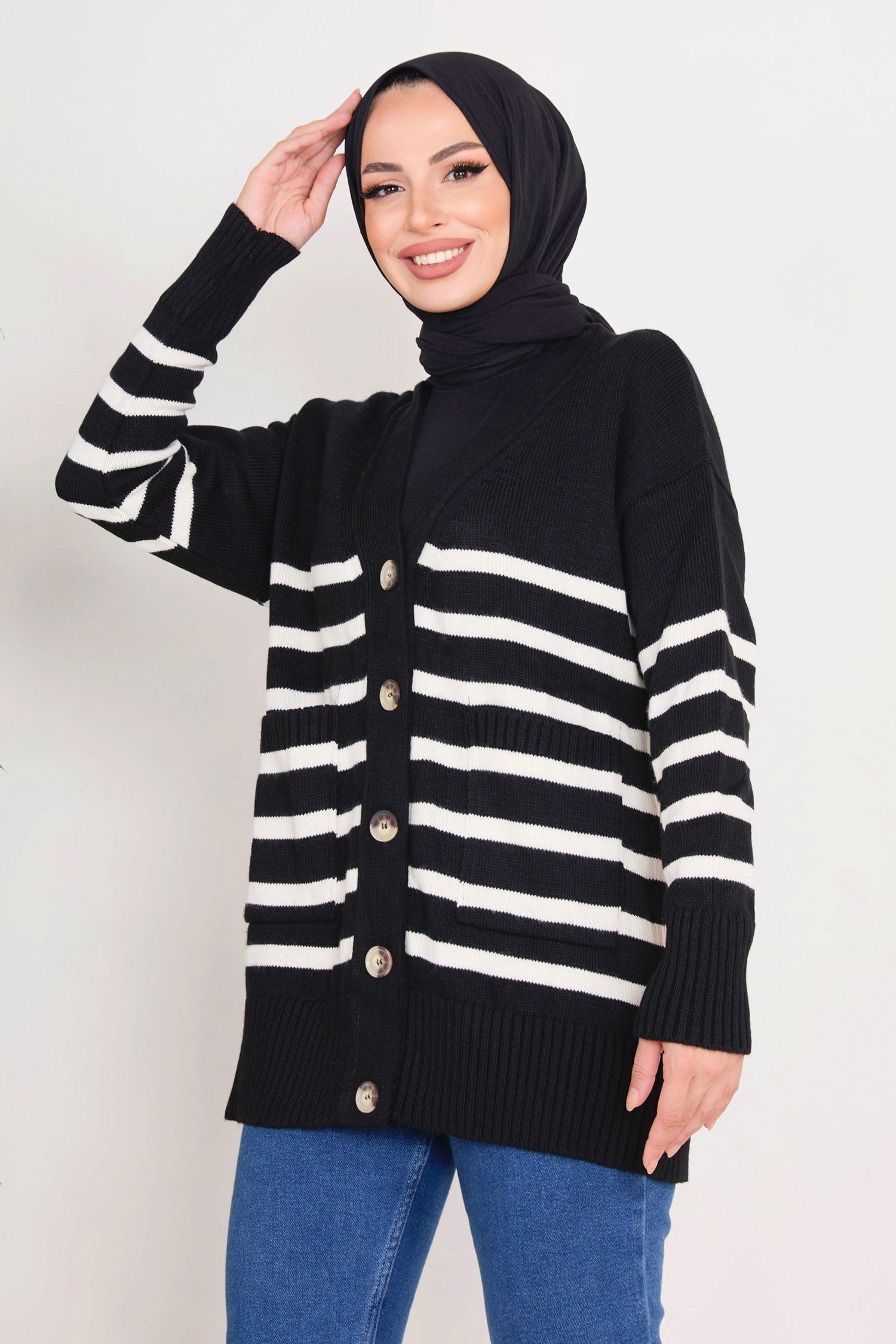 23376-SIYAH Triko Hırka - 3