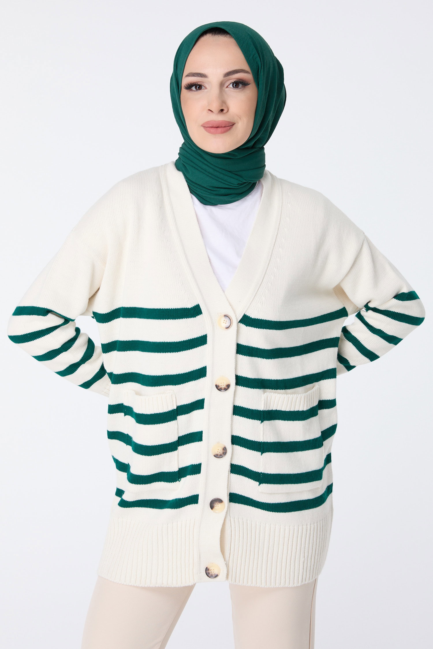23376-YESIL Triko Hırka - 3
