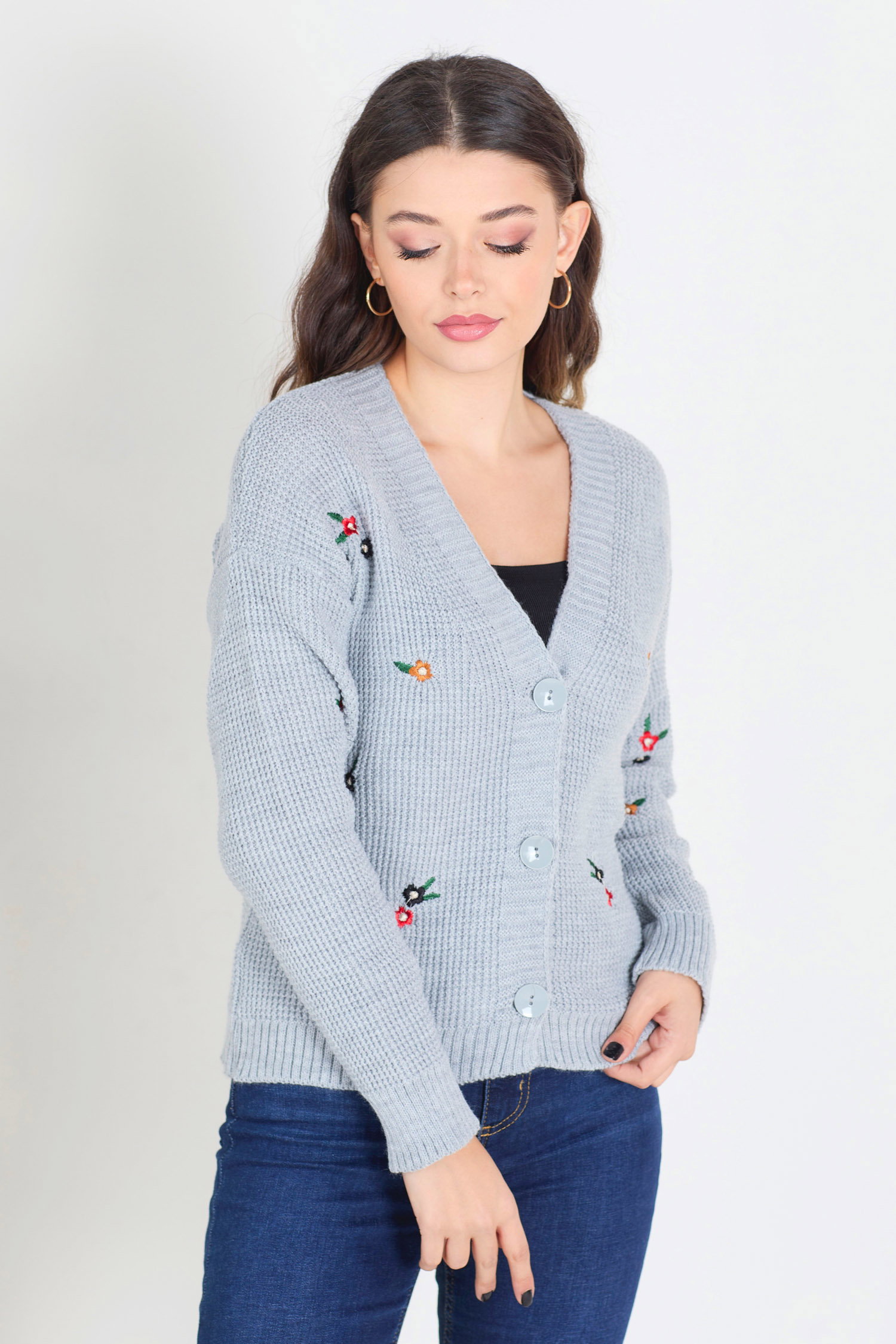 23407-GRI Triko Hırka - 3