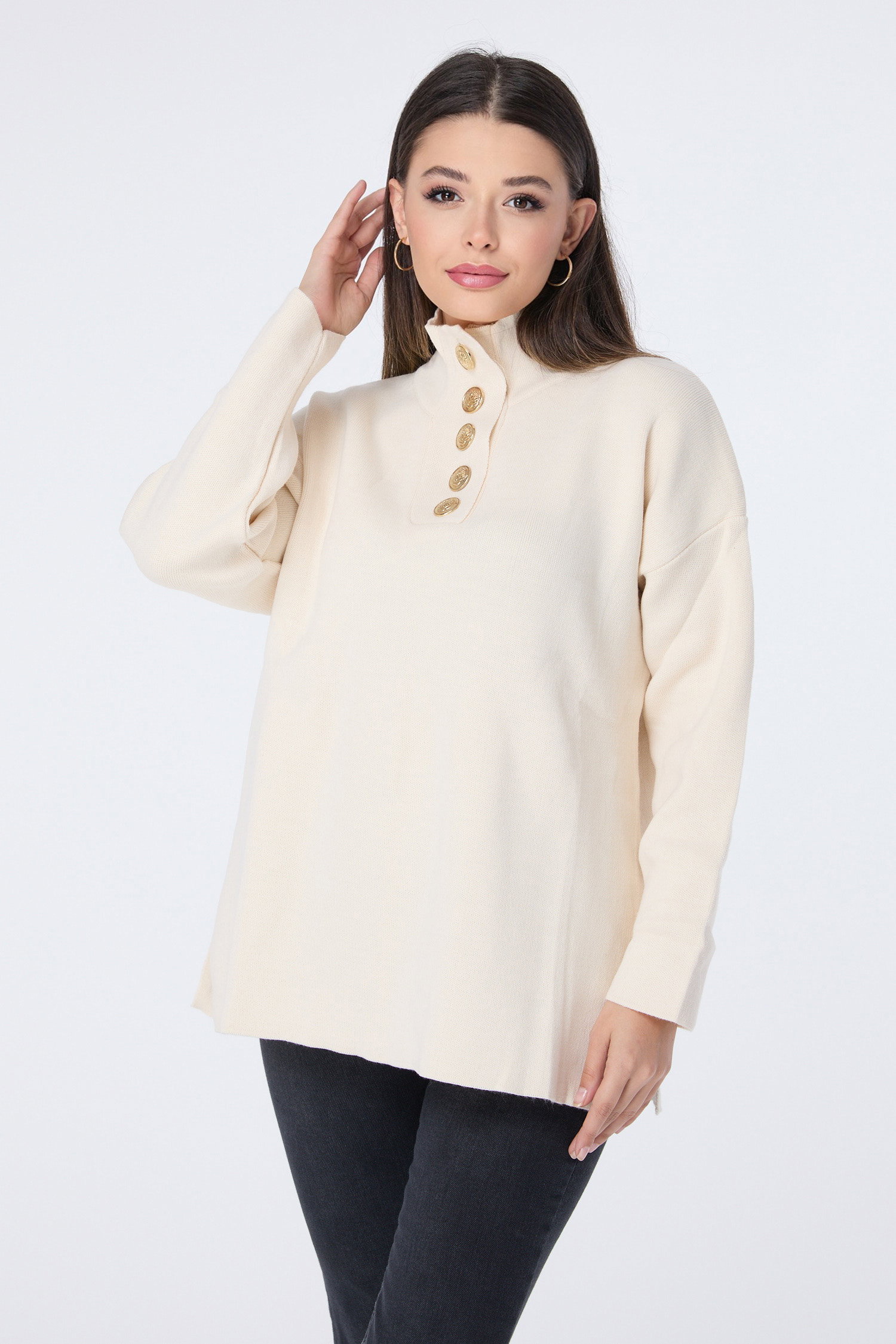23412-EKRU Triko Tunik - 2