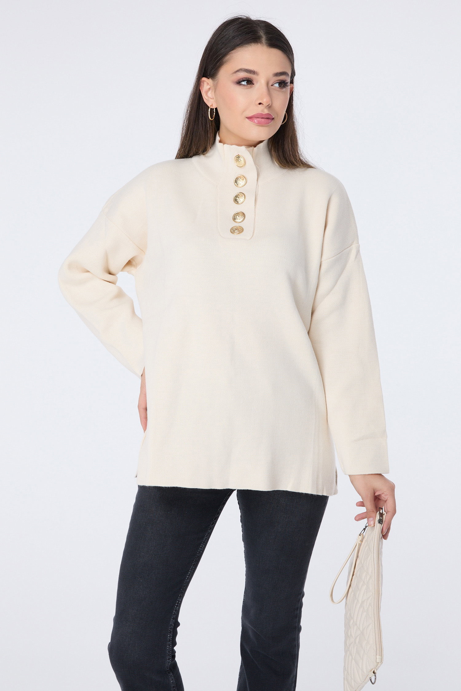 23412-EKRU Triko Tunik - 3