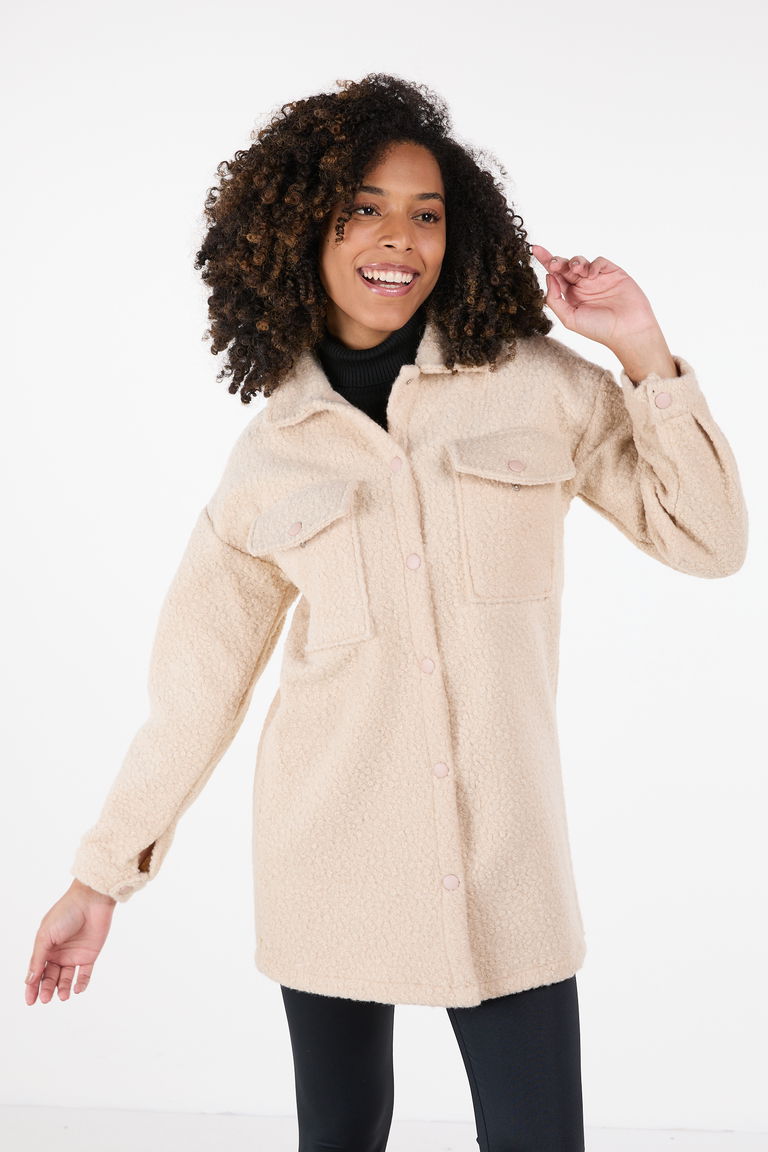 Kaşe Kaban Krem - 23436 - TOFİSA