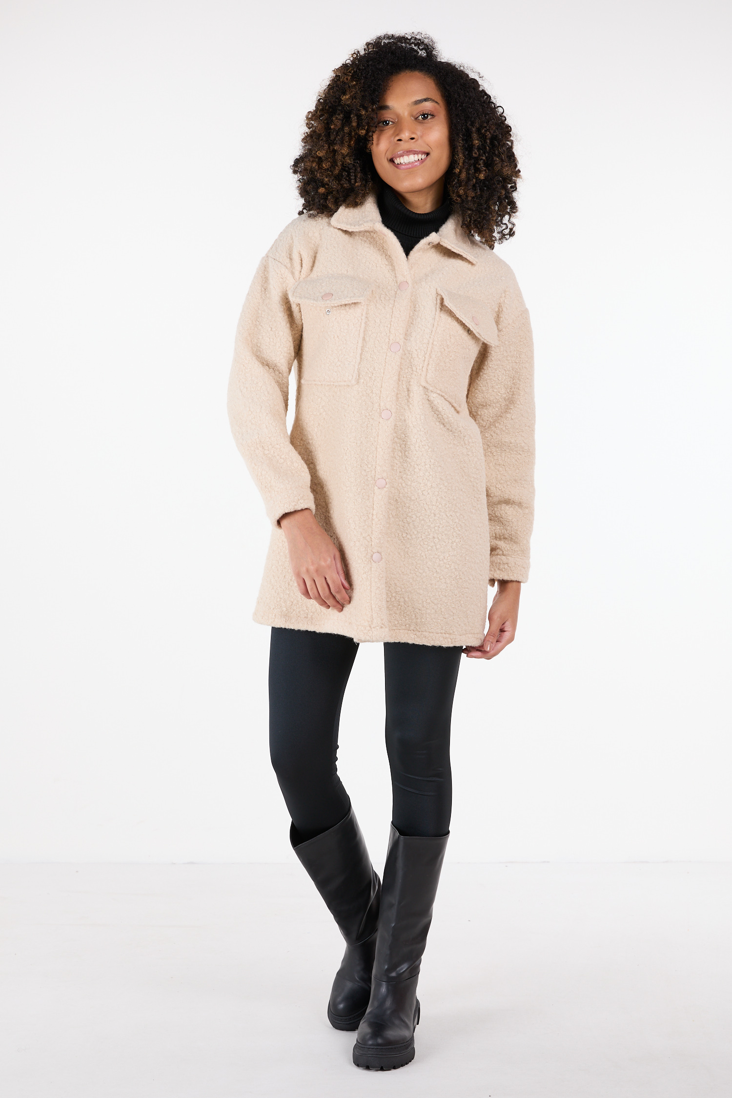 Kaşe Kaban Krem - 23436 - 5
