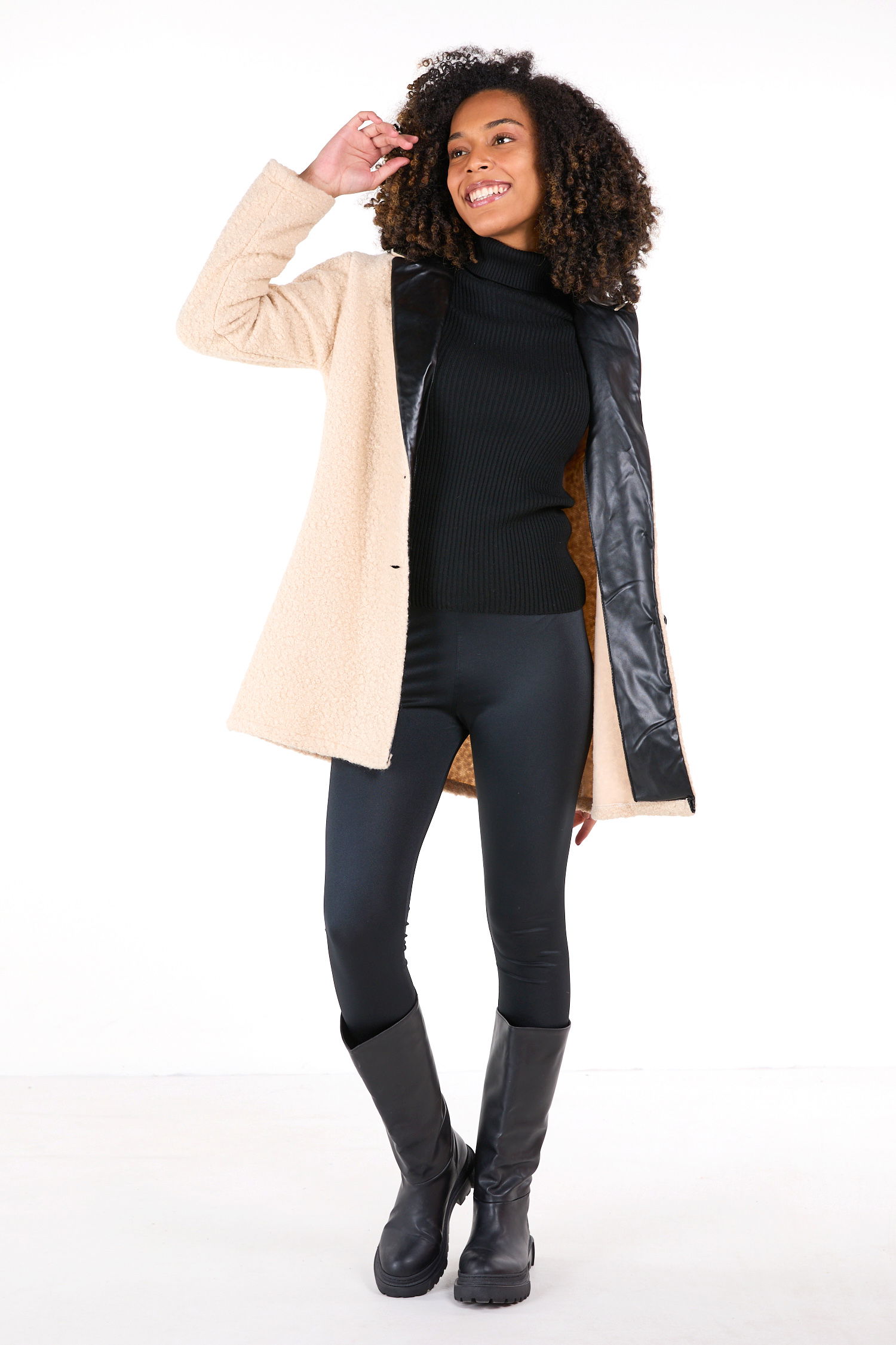 23437-KREM Kaşe Kaban - 2