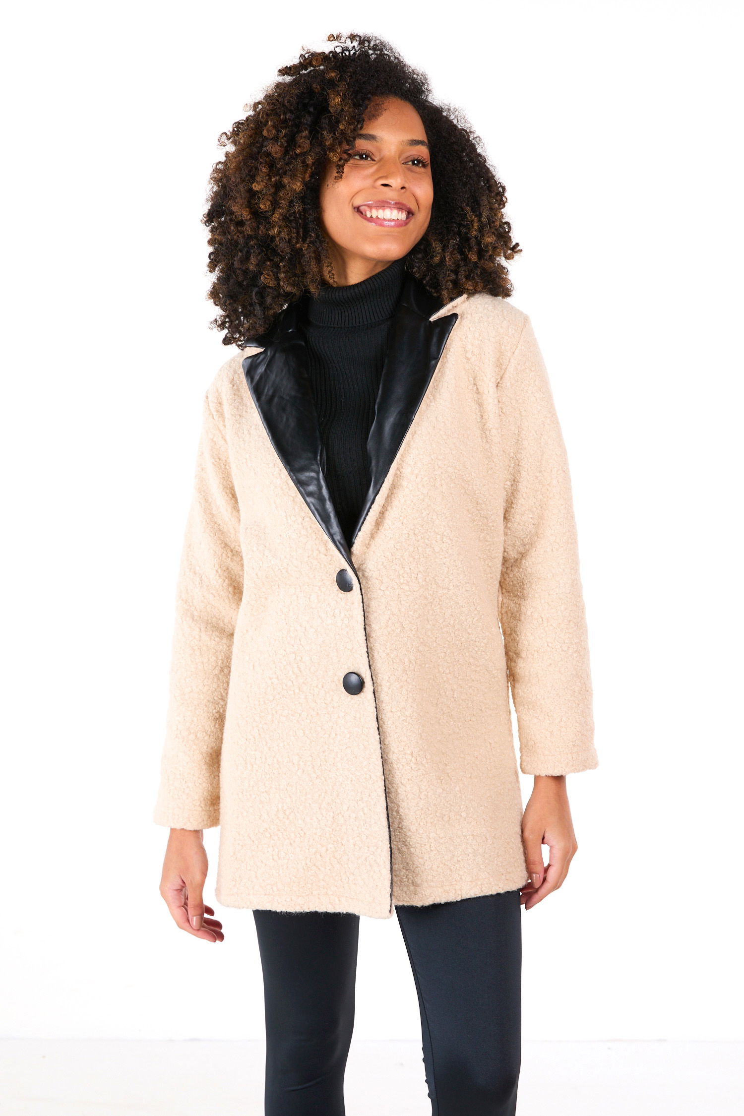 23437-KREM Kaşe Kaban - 3