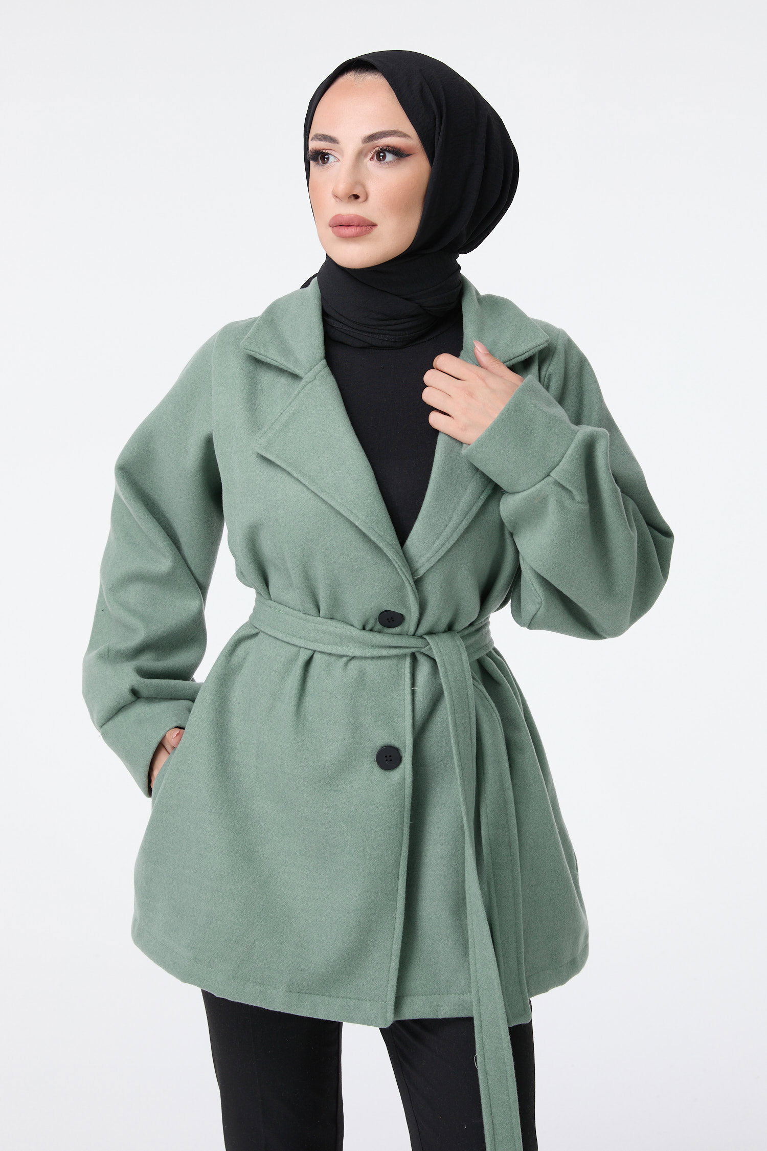 23453-MINT Kaşe Kaban - 2