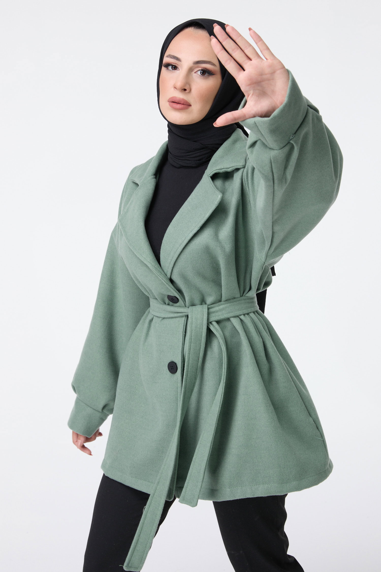 23453-MINT Kaşe Kaban - 3
