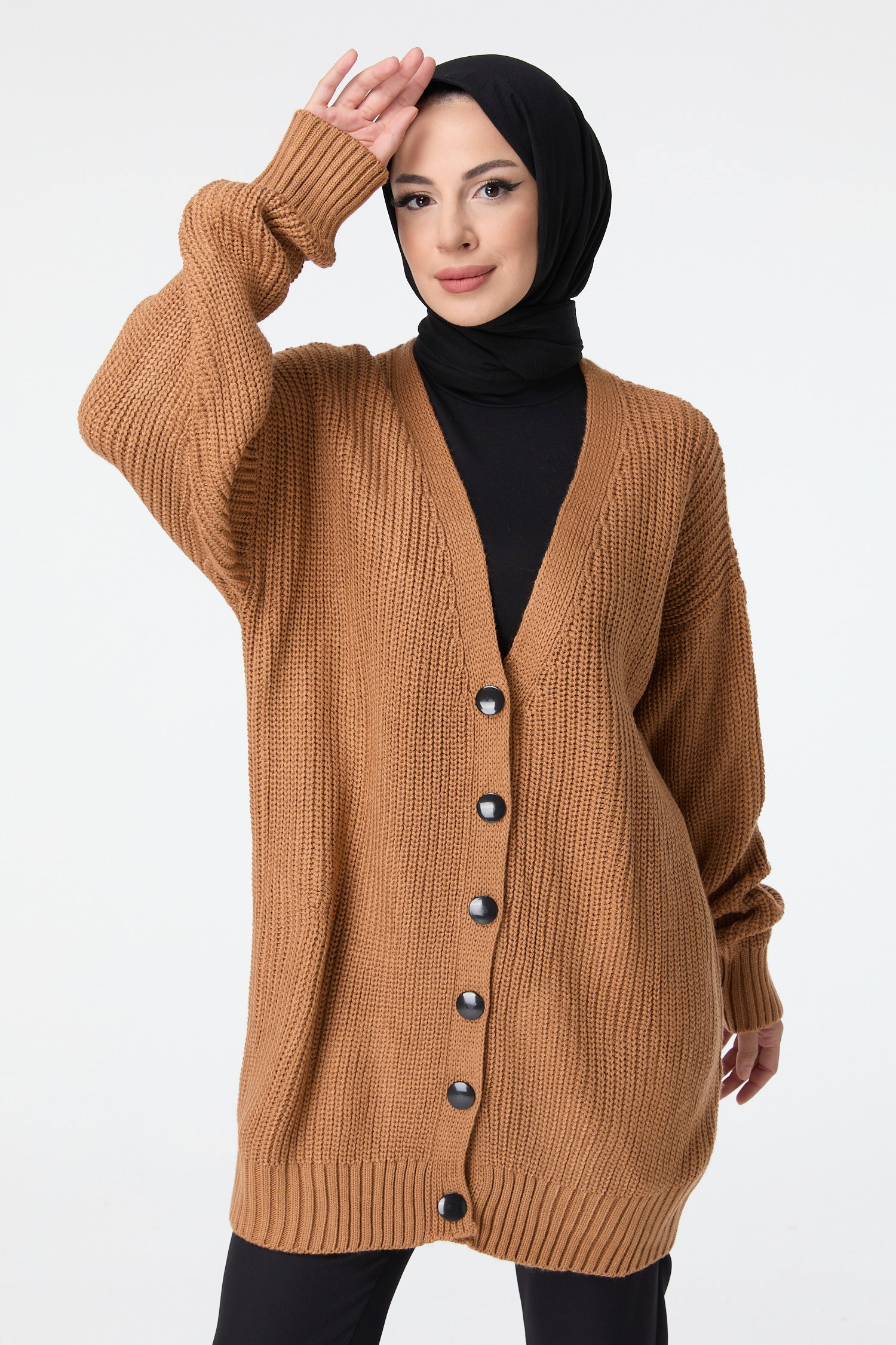 23519-KAHVE Triko Hırka - 3