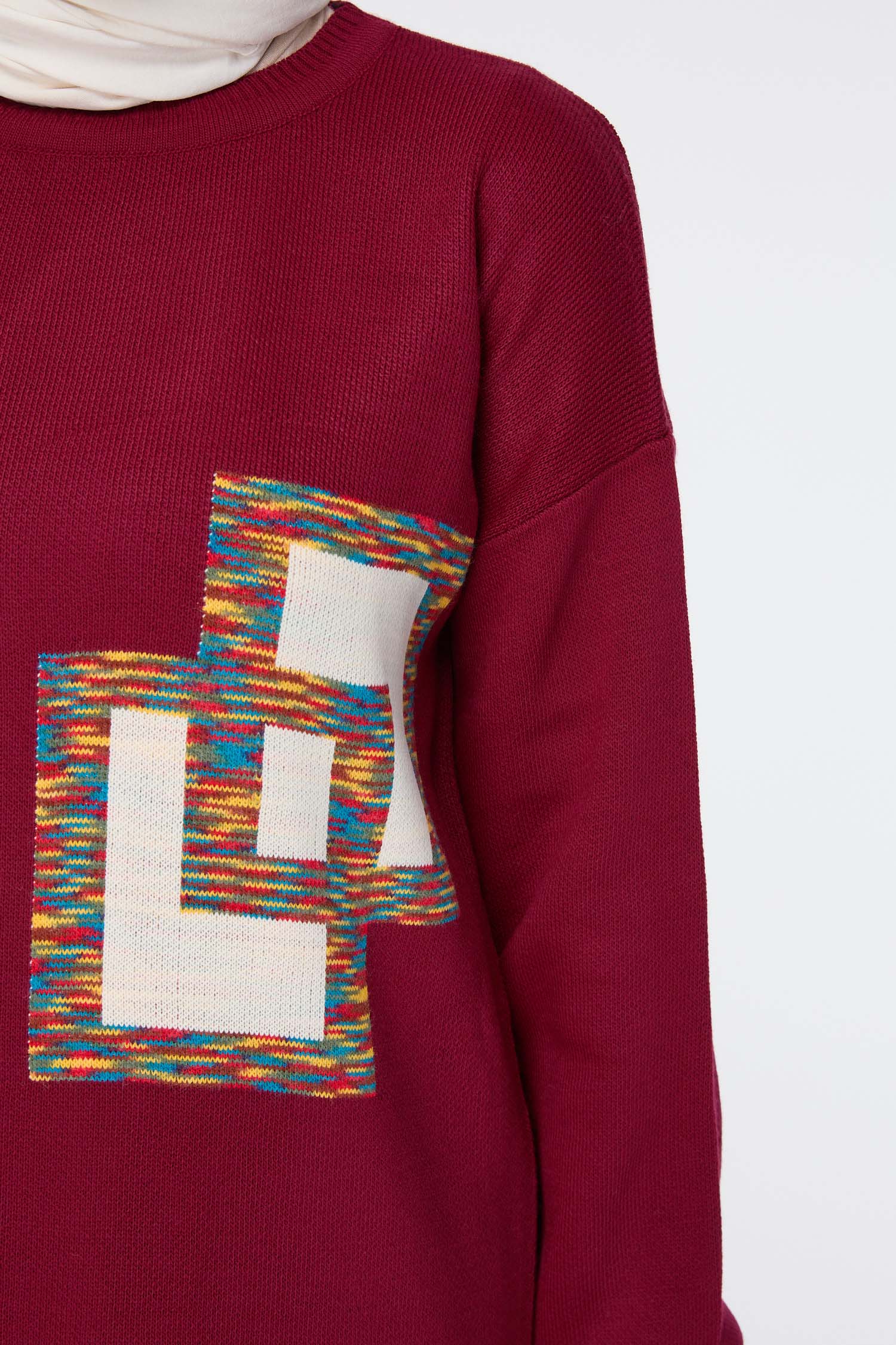 23524-BORDO Triko Tunik Pantolon - 4