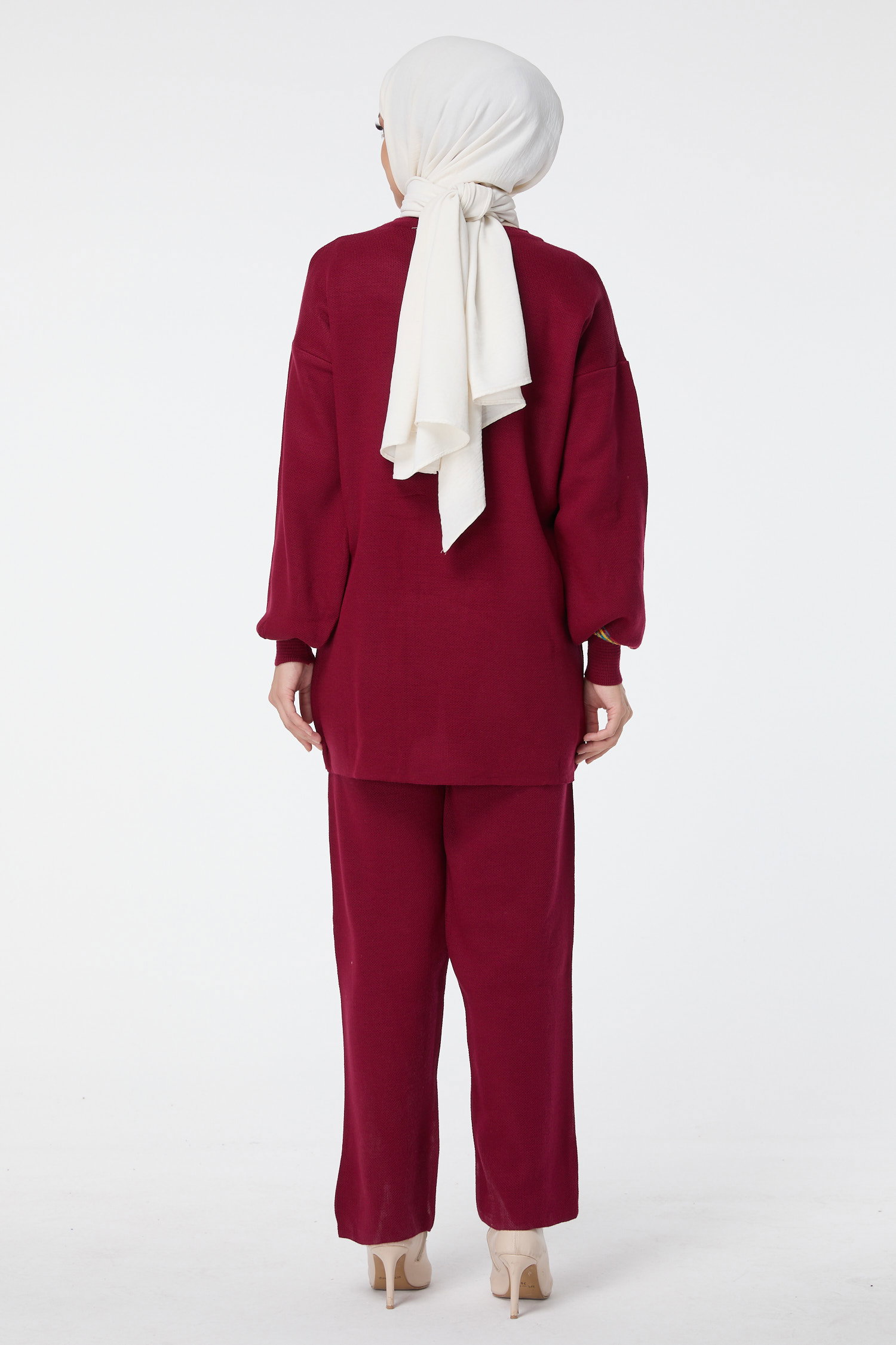 23524-BORDO Triko Tunik Pantolon - 5