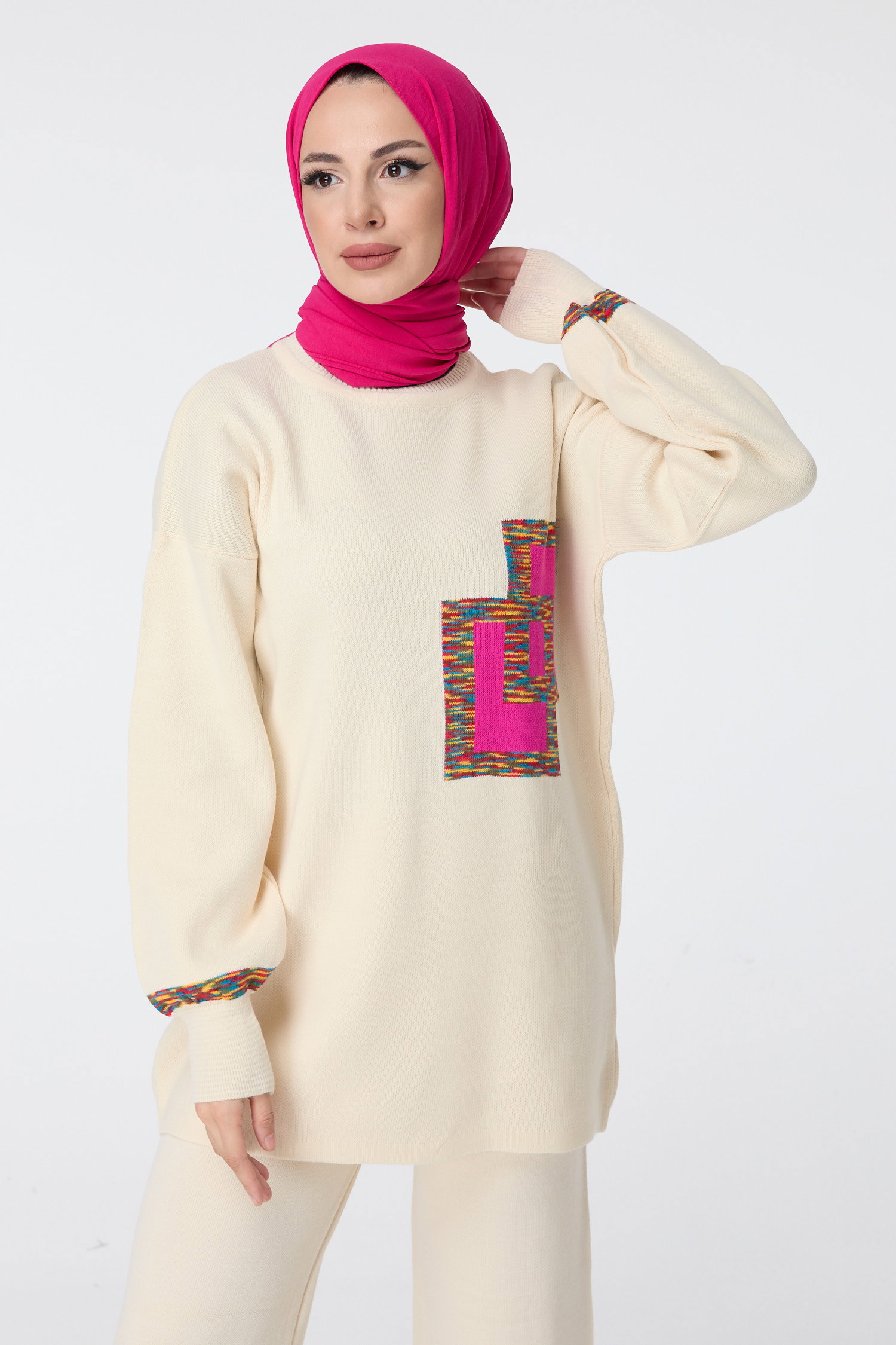 23524-EKRU Triko Tunik Pantolon - 3