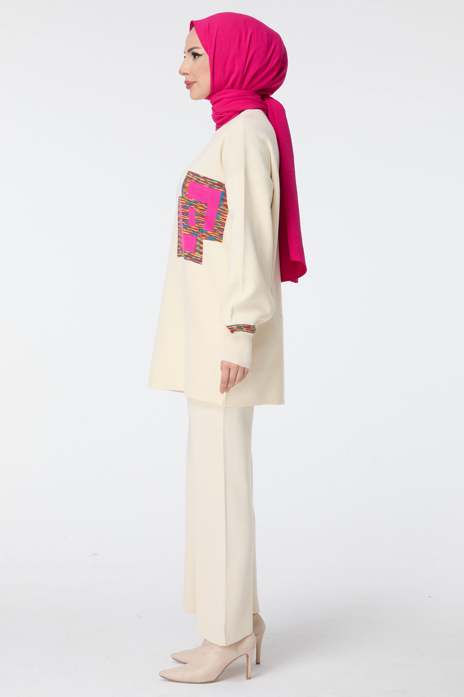 23524-EKRU Triko Tunik Pantolon - 5