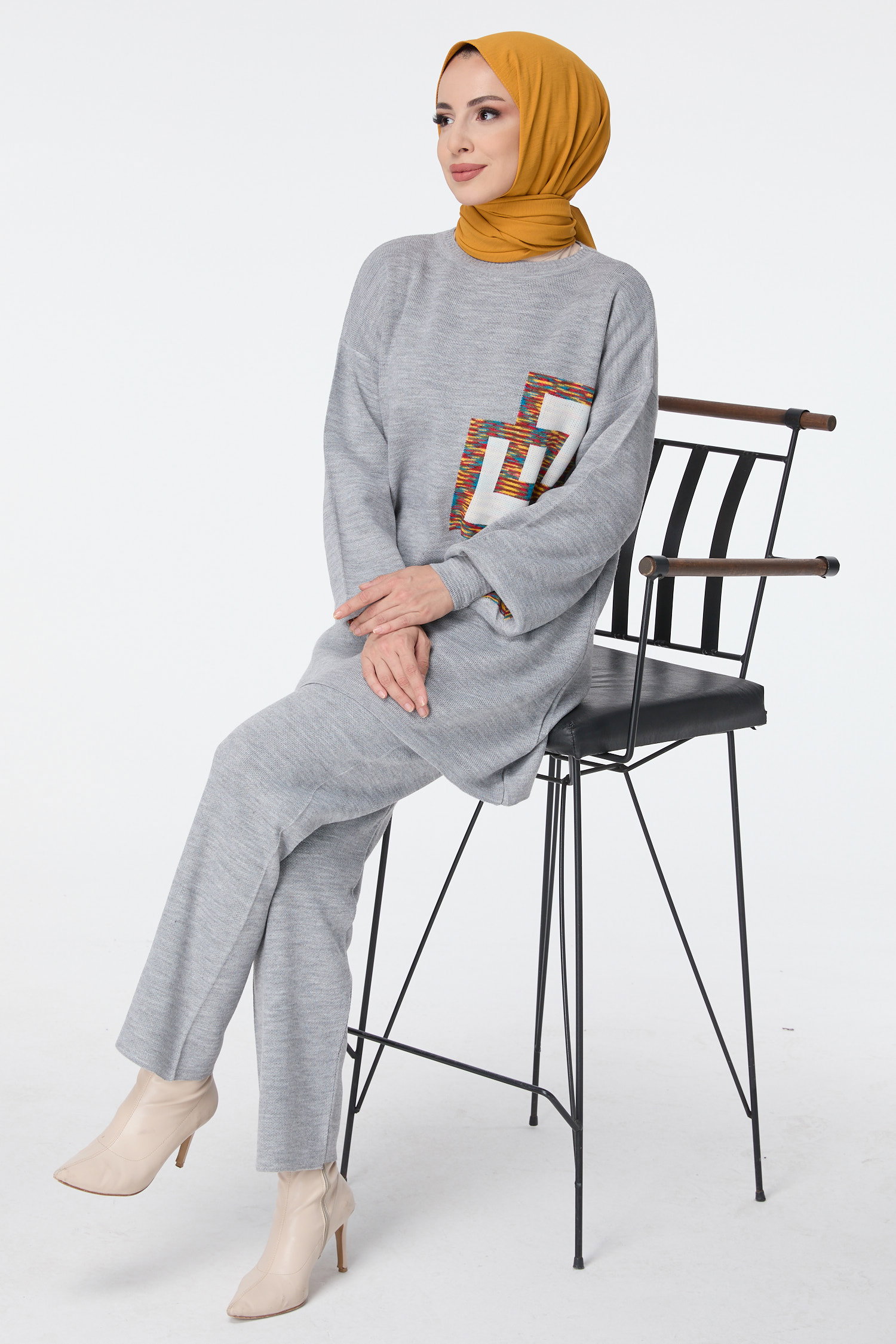 23524-GRI Triko Tunik Pantolon - 1
