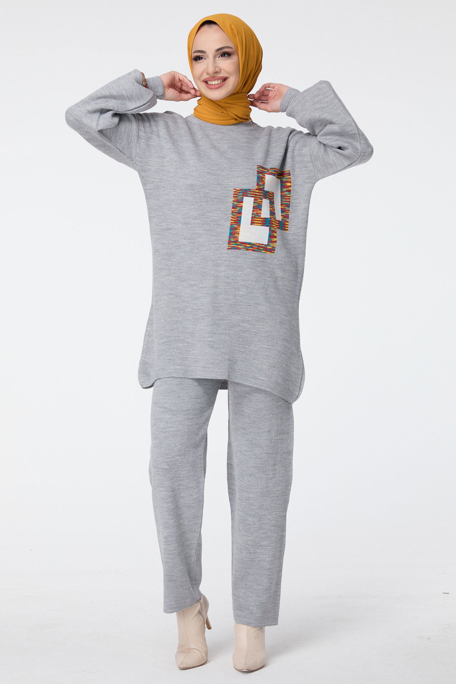 23524-GRI Triko Tunik Pantolon - 2