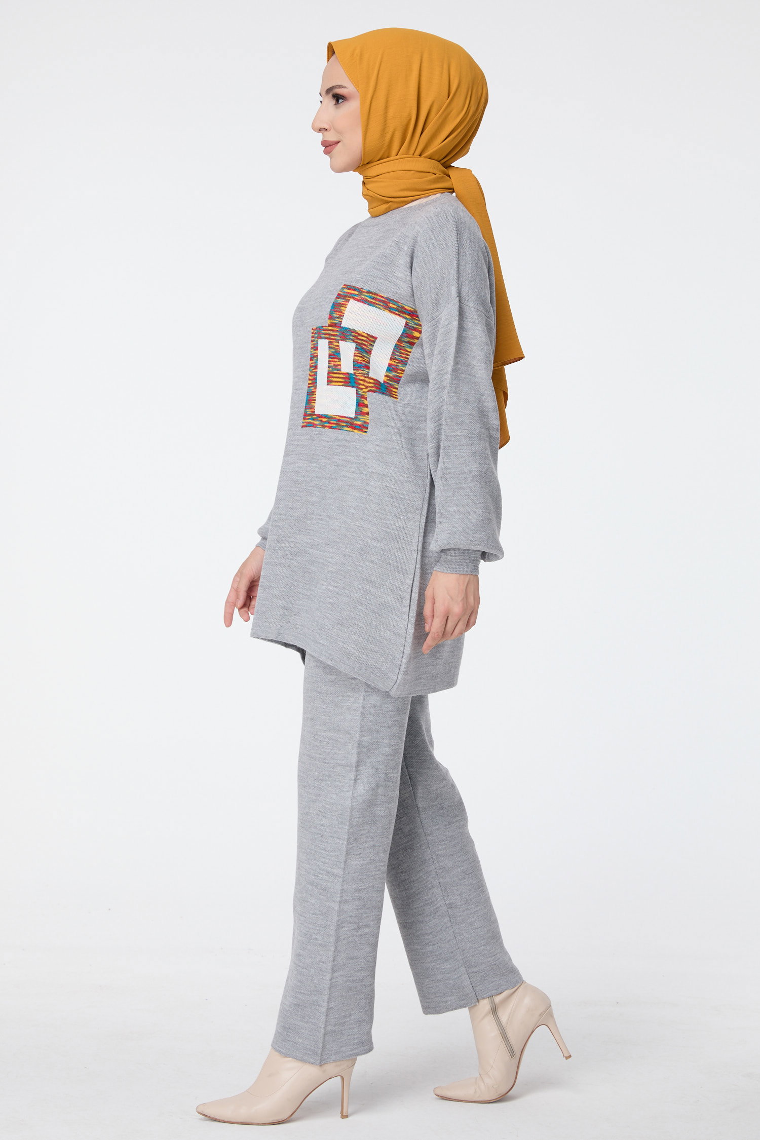 23524-GRI Triko Tunik Pantolon - 3