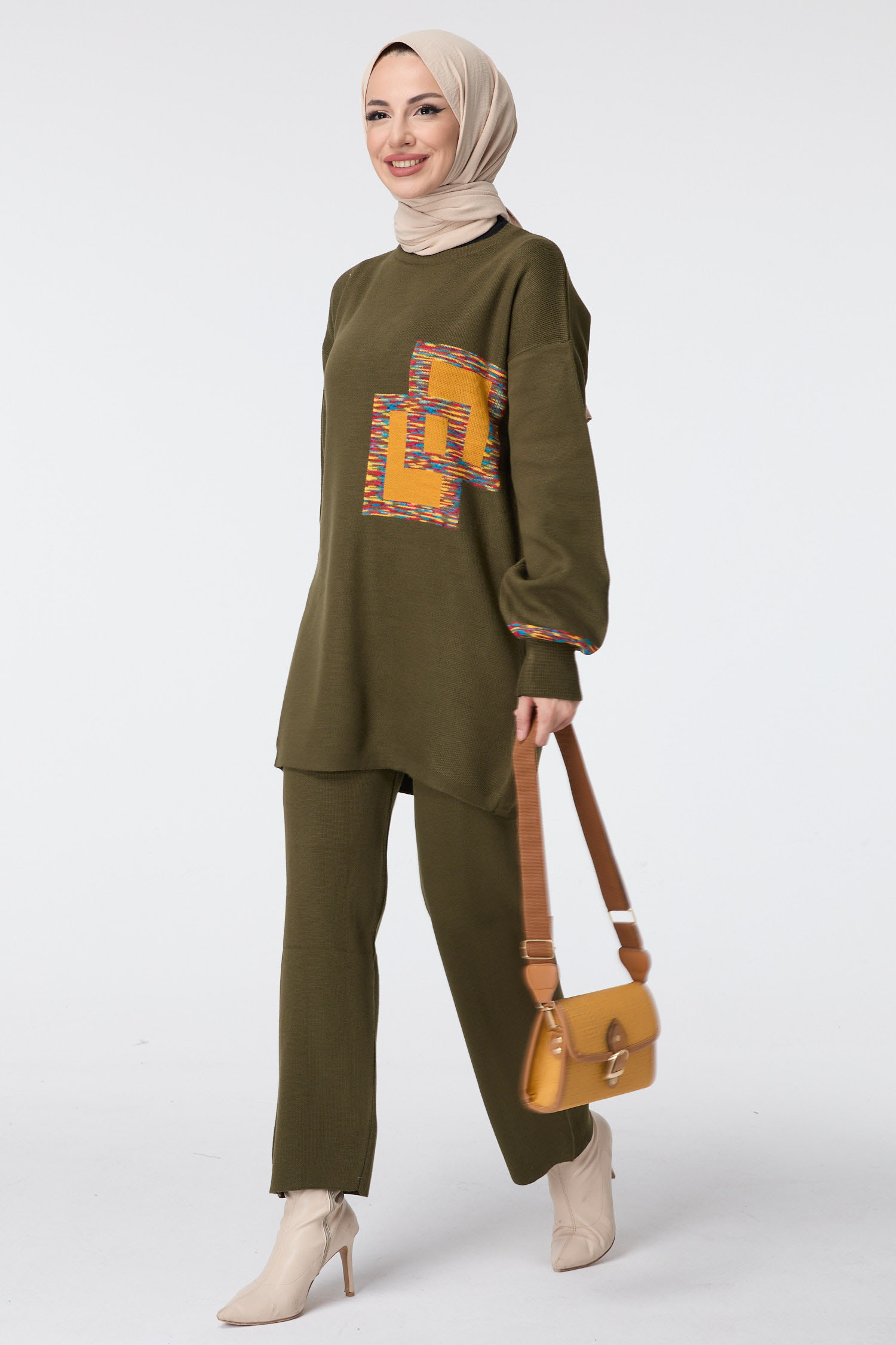 23524-HAKI Triko Tunik Pantolon - 2
