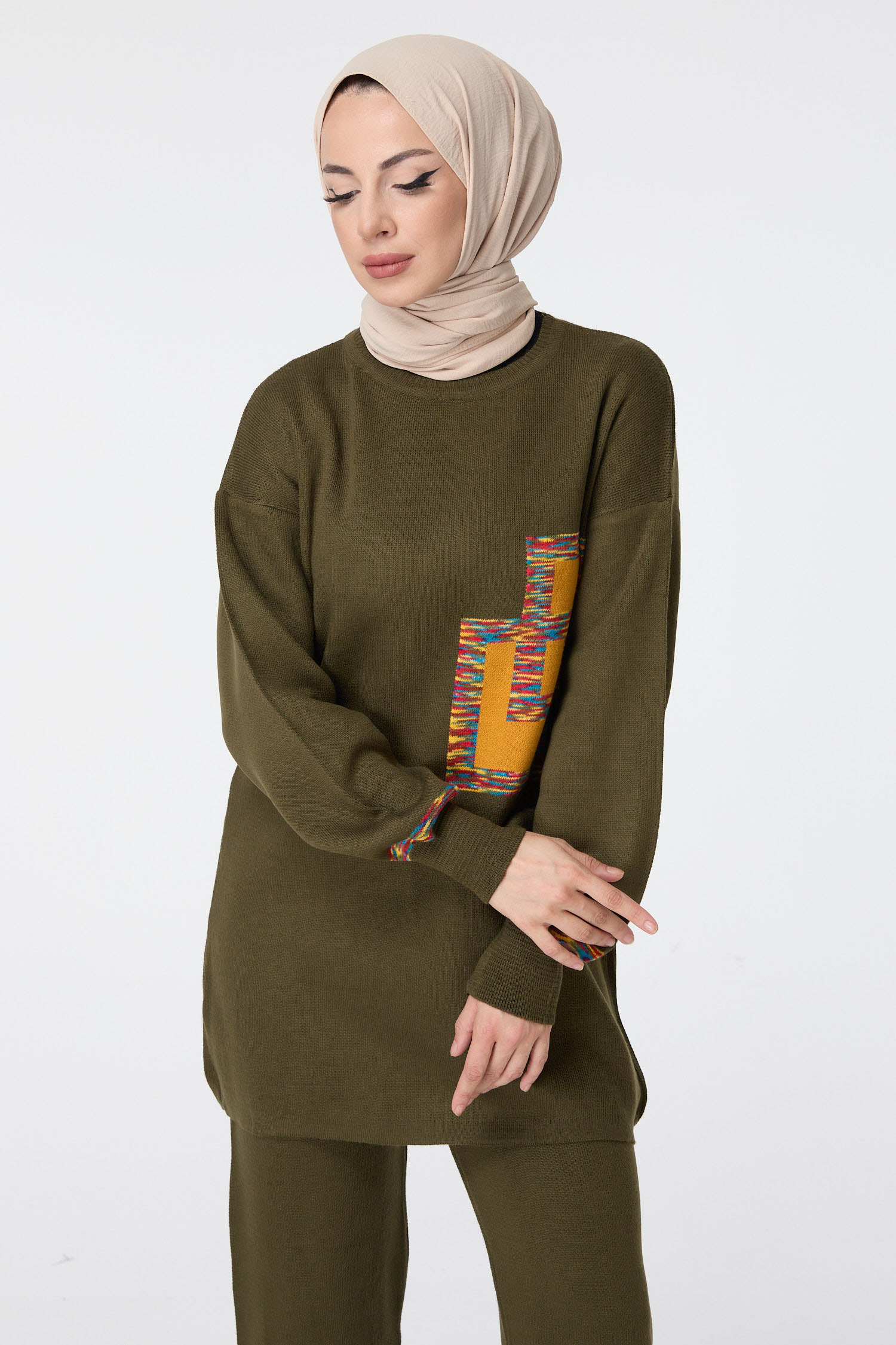 23524-HAKI Triko Tunik Pantolon - 3