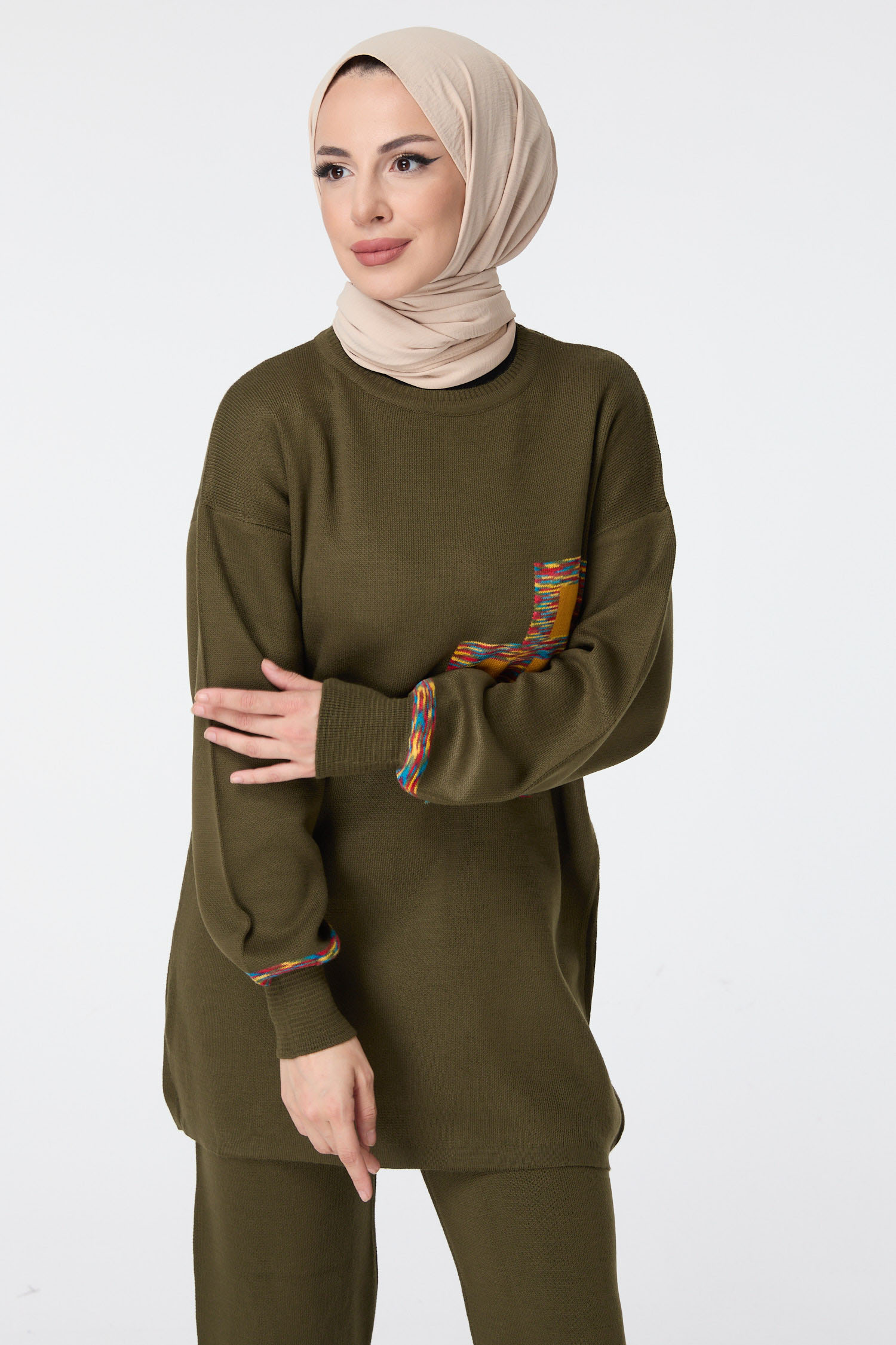 23524-HAKI Triko Tunik Pantolon - 4