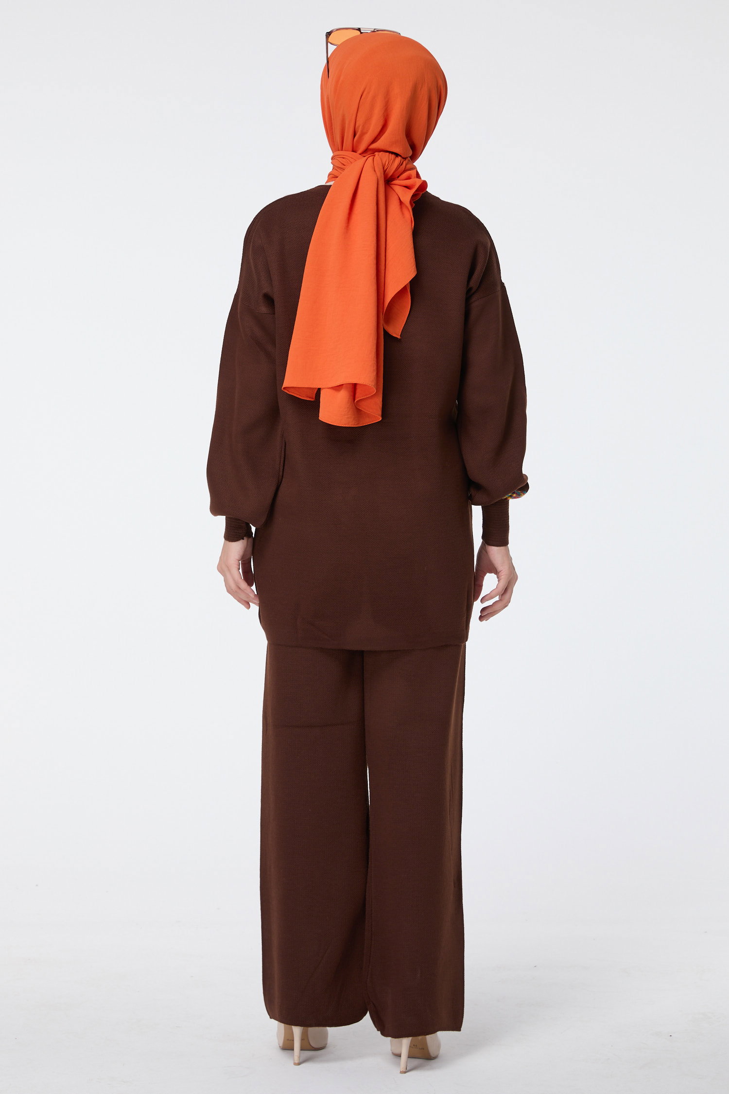 23524-KAHVE Triko Tunik Pantolon - 6