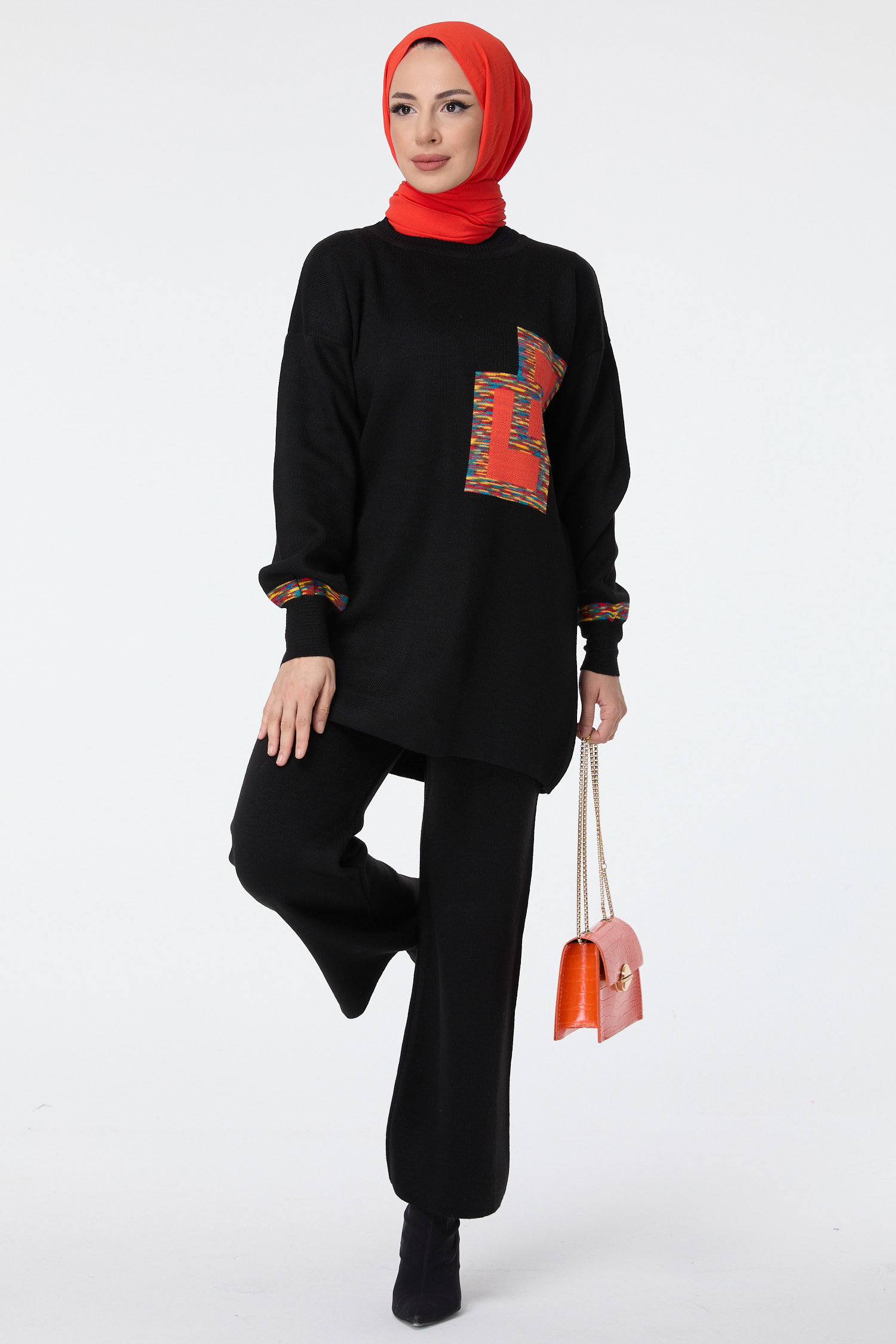 23524-SIYAH Triko Tunik Pantolon - 1