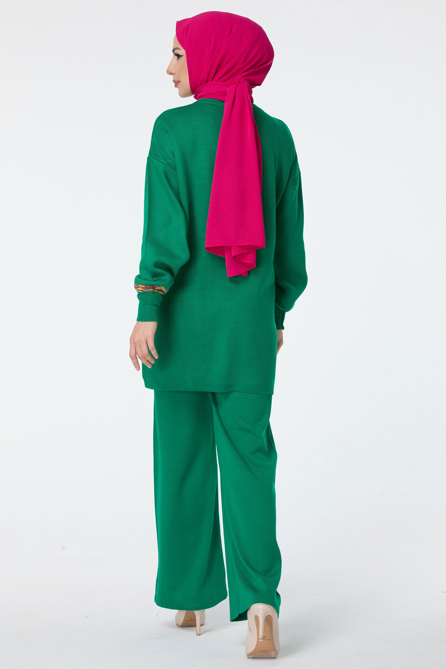 23524-YESIL Triko Tunik Pantolon - 4