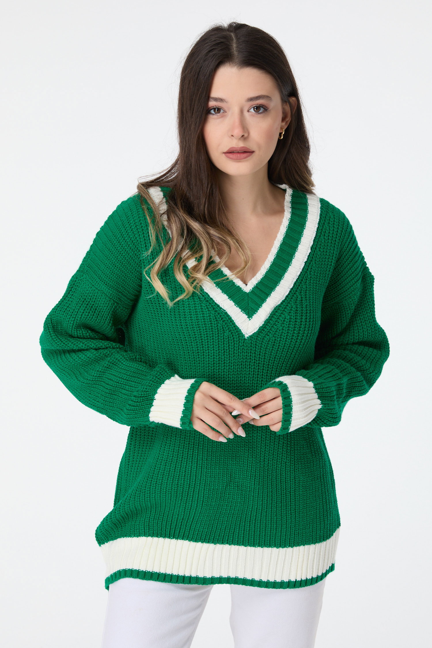 23526-YESIL Triko Kazak - 1