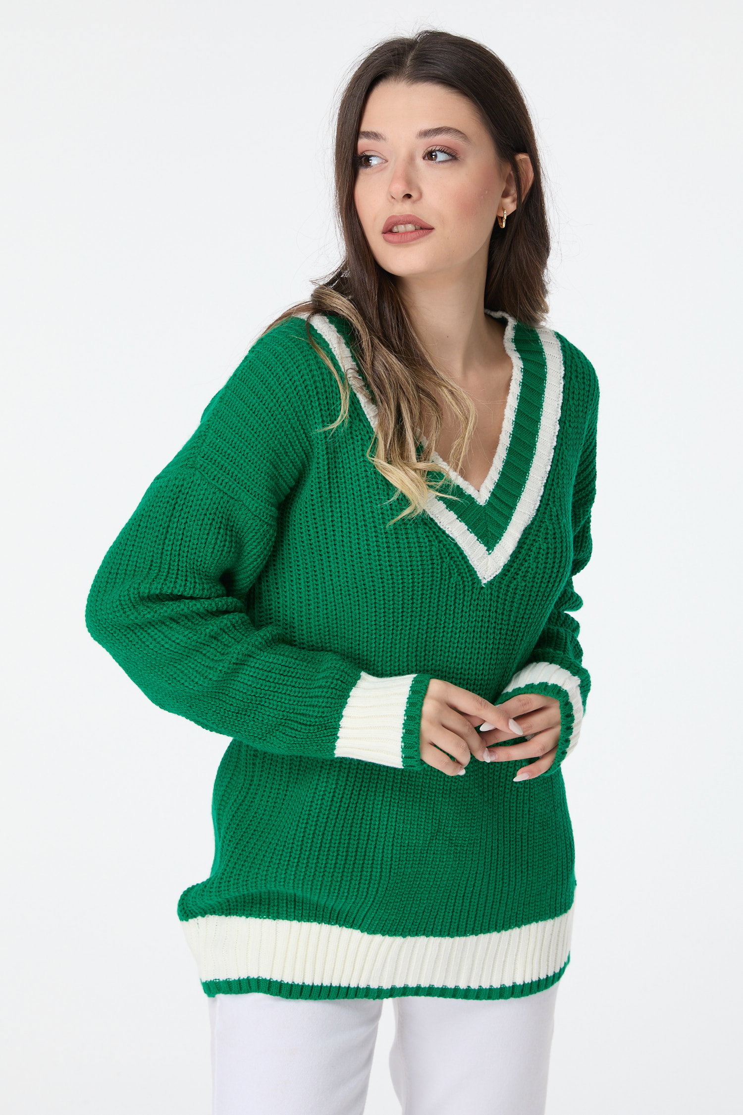 23526-YESIL Triko Kazak - 3