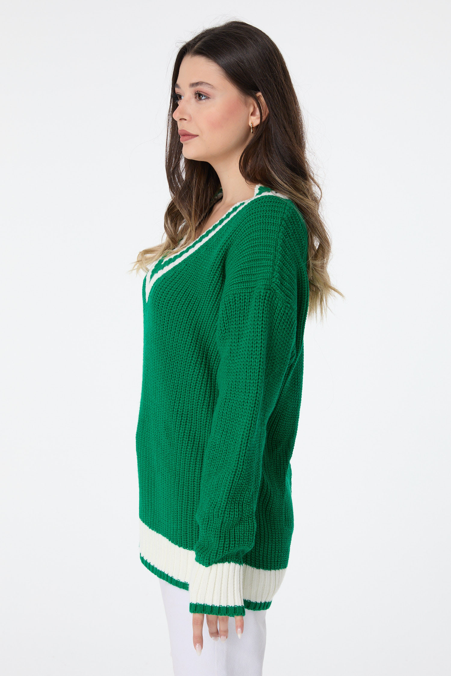 23526-YESIL Triko Kazak - 4
