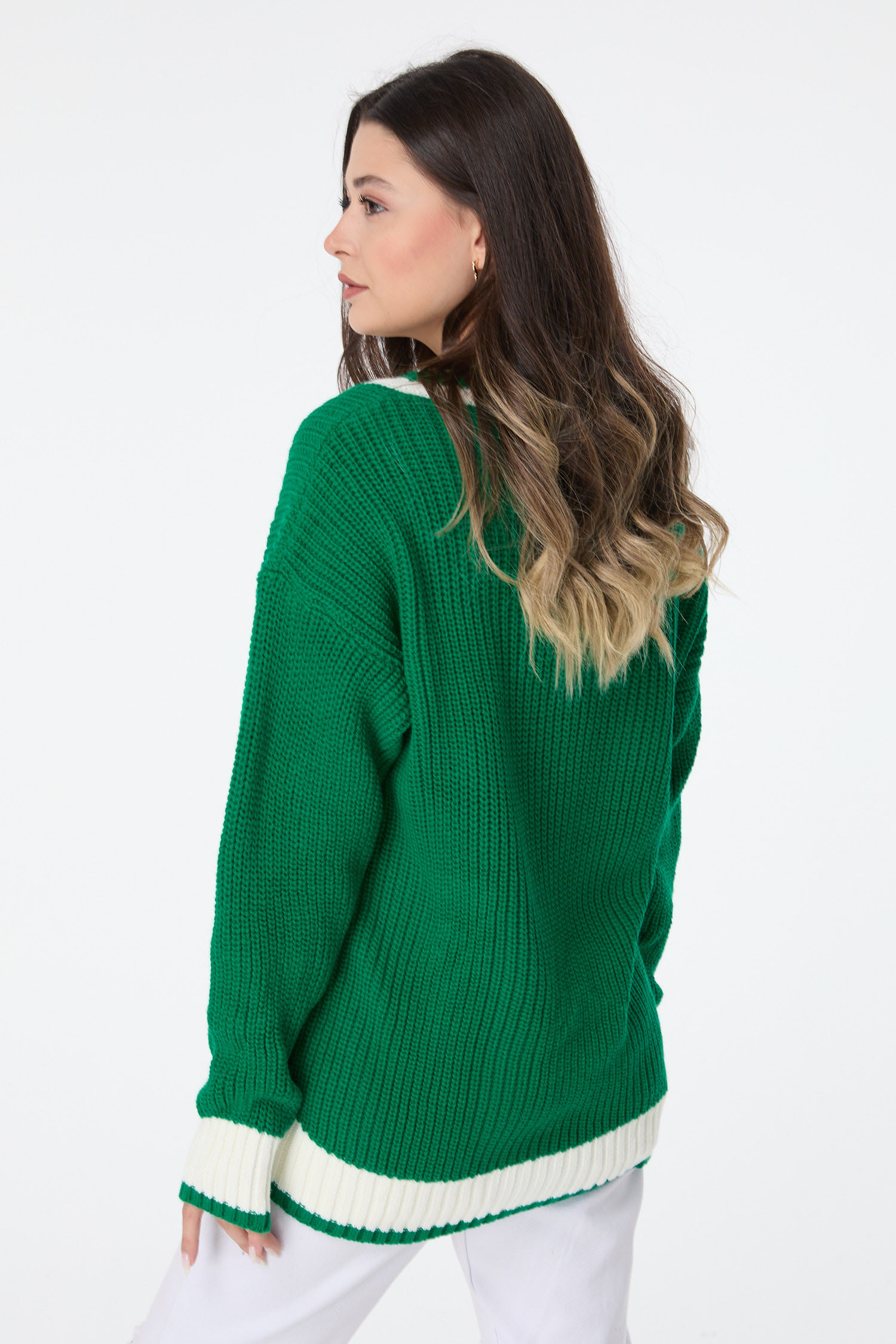 23526-YESIL Triko Kazak - 5