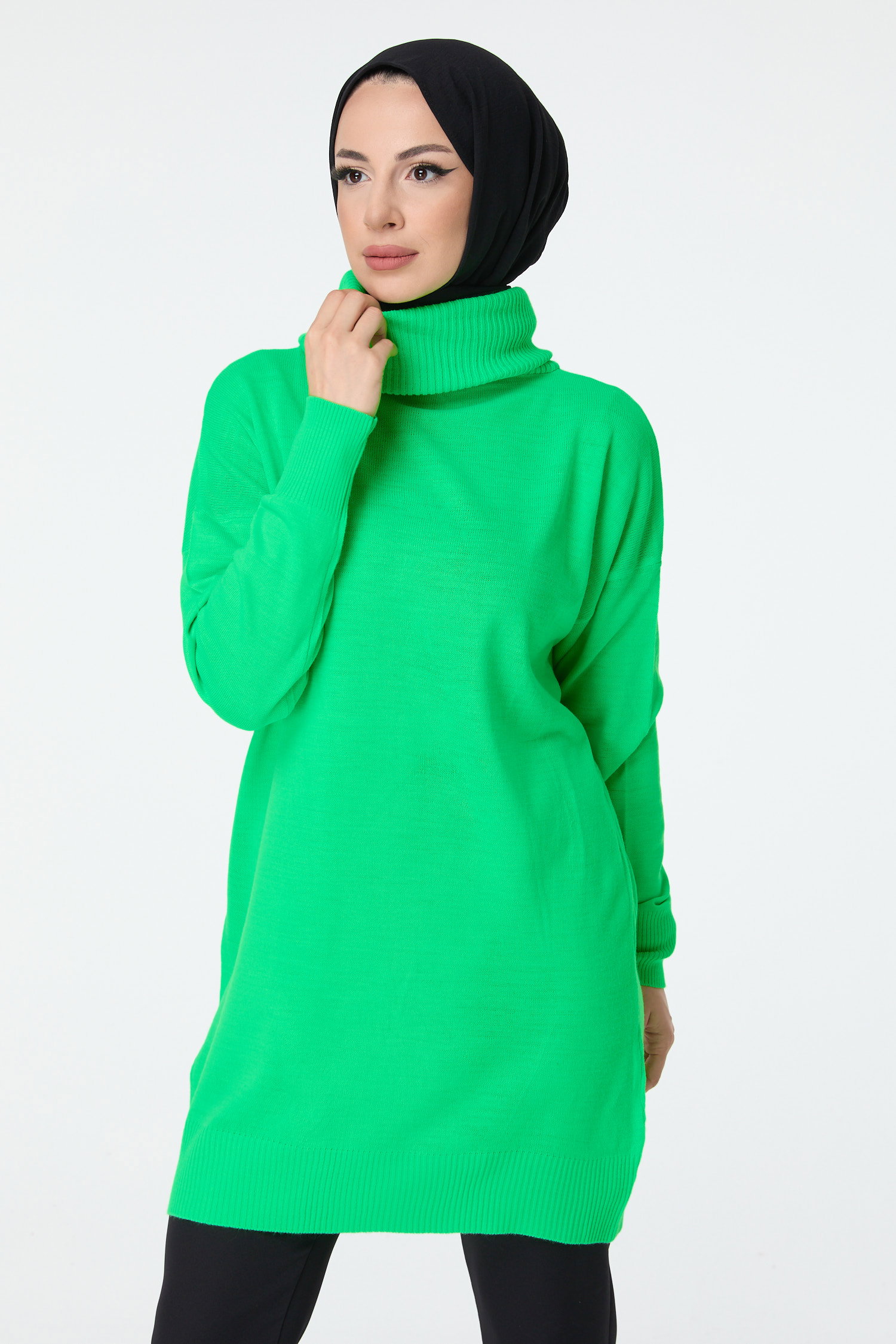 23527-FOSFOR-YESILI Triko Tunik - 1