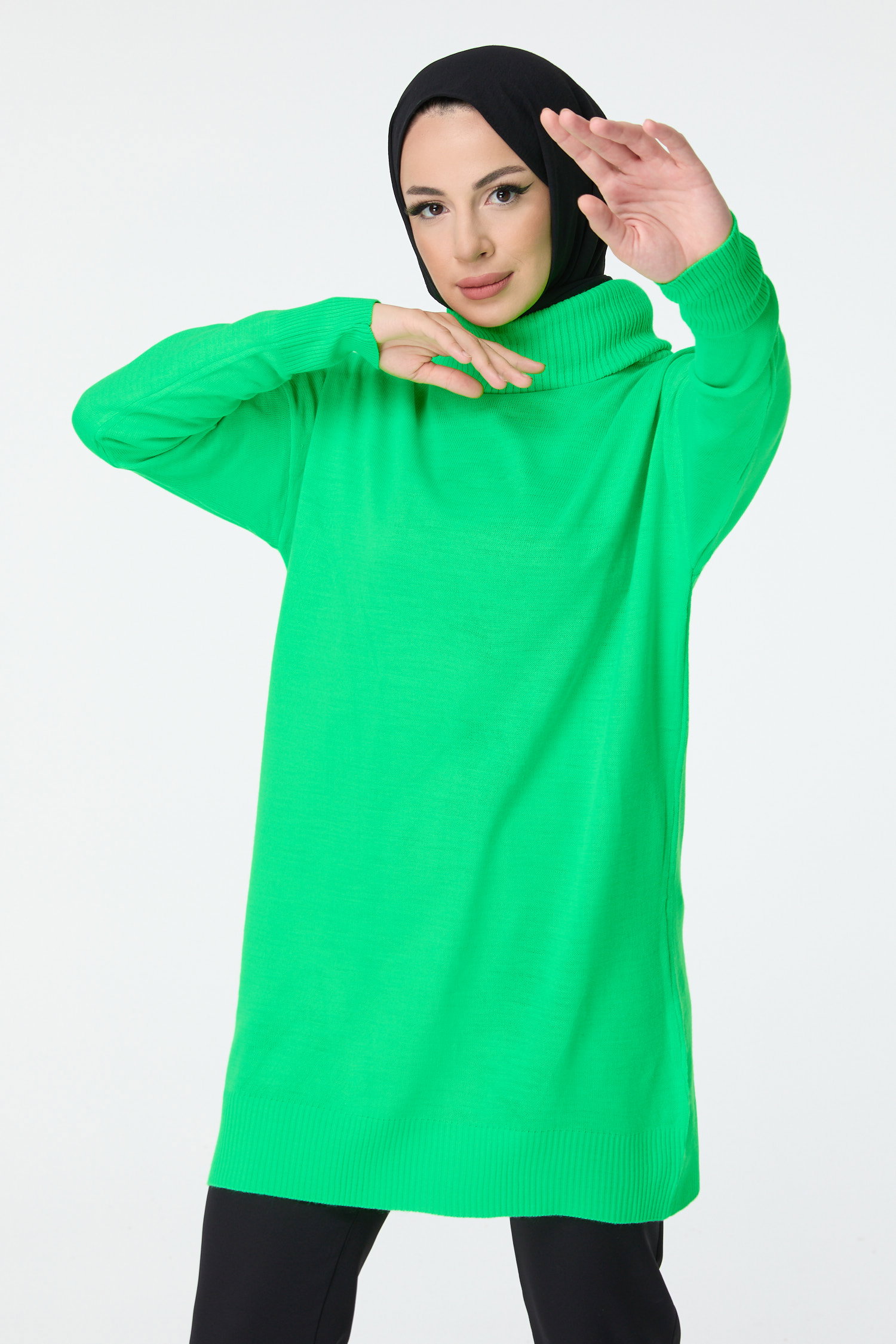 23527-FOSFOR-YESILI Triko Tunik - 2
