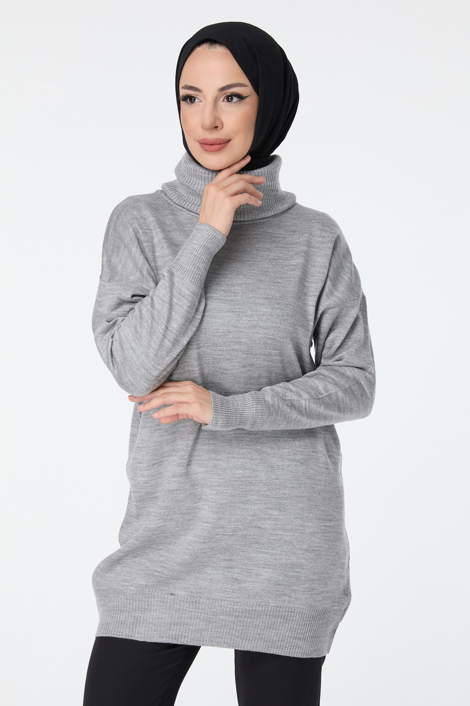 23527-GRI Triko Tunik - 2