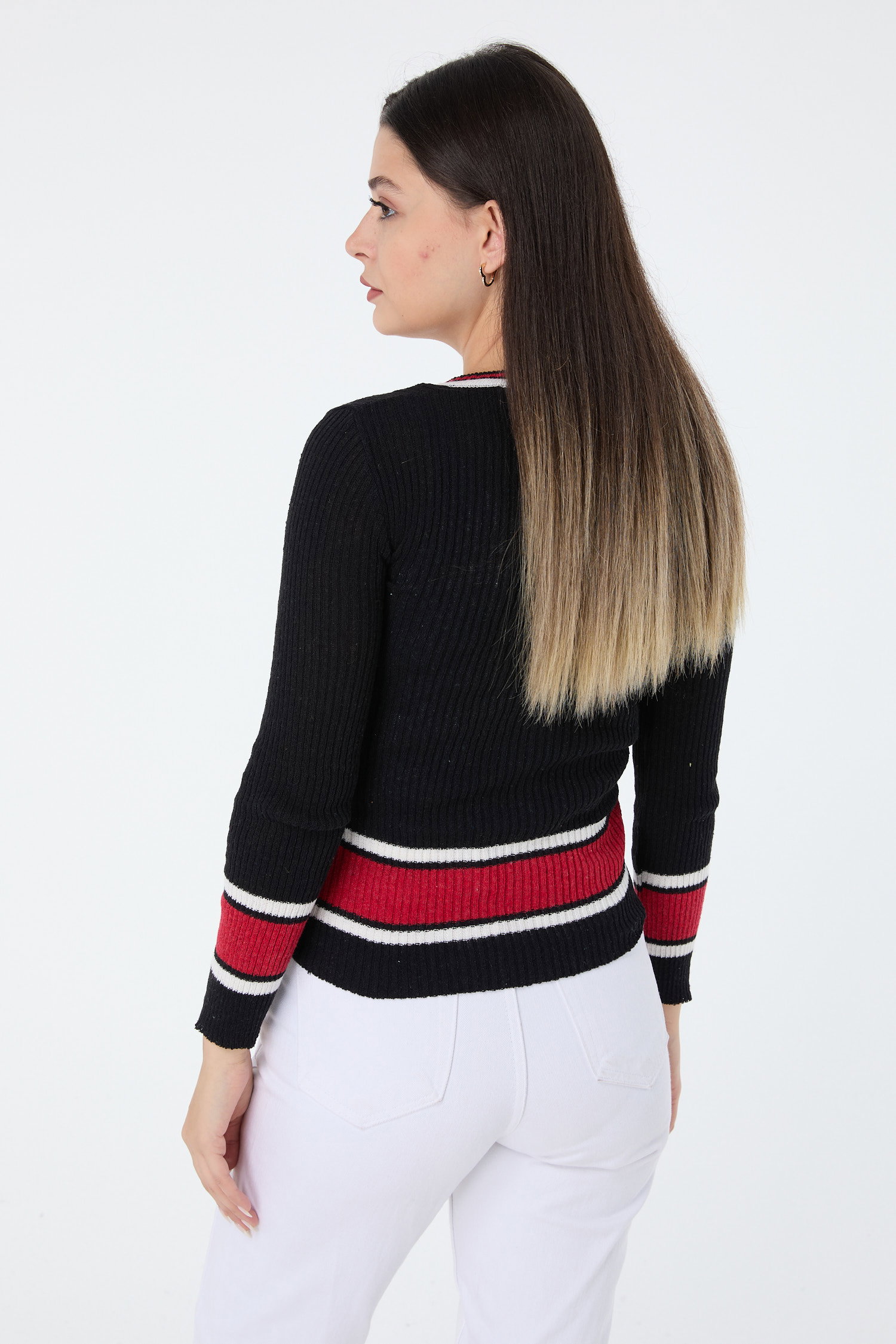 23529-SIYAH Triko Kazak - 4