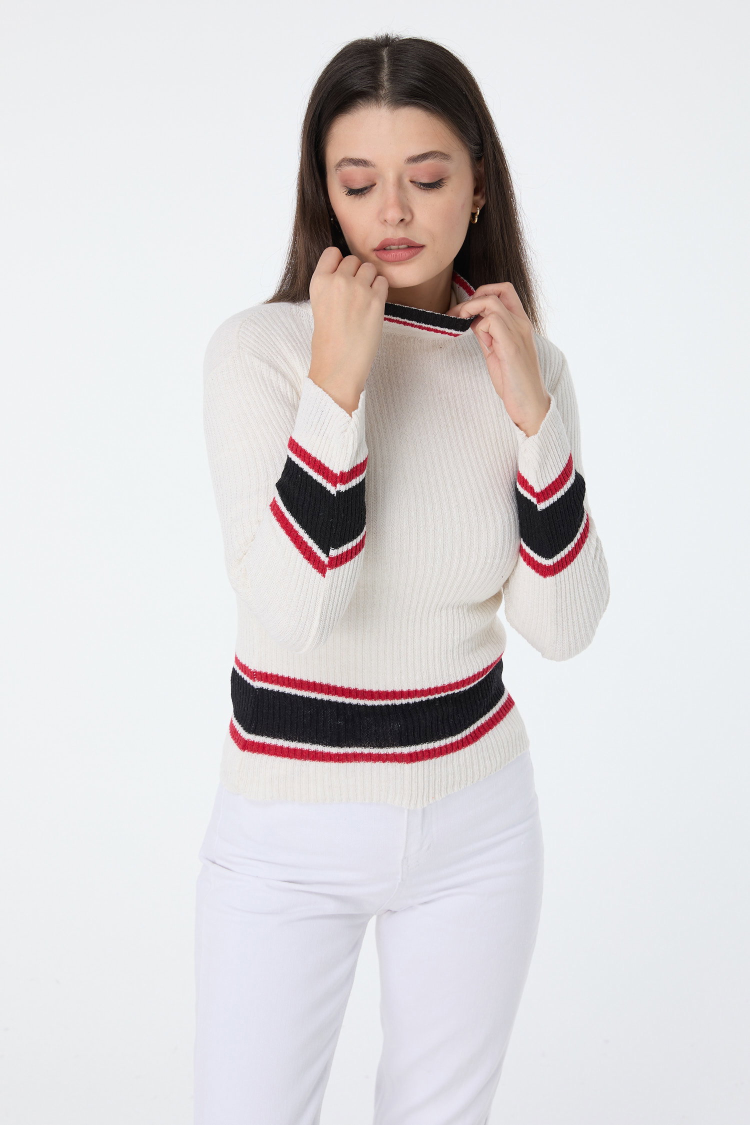 23530-BEYAZ Triko Kazak - 1