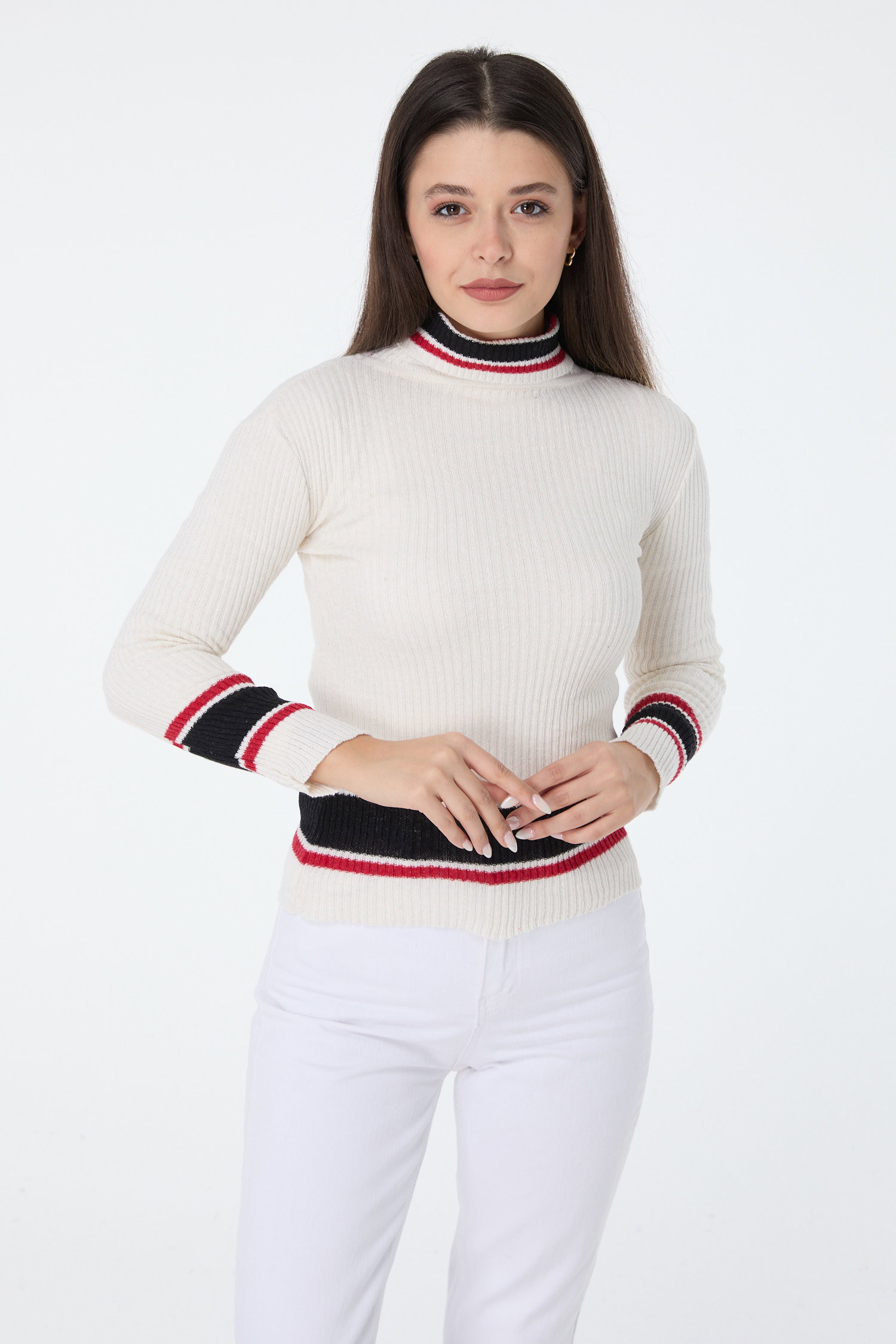23530-BEYAZ Triko Kazak - 2