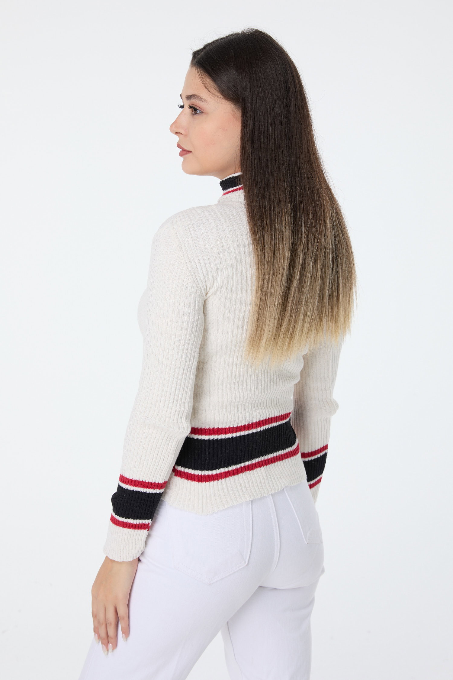 23530-BEYAZ Triko Kazak - 4