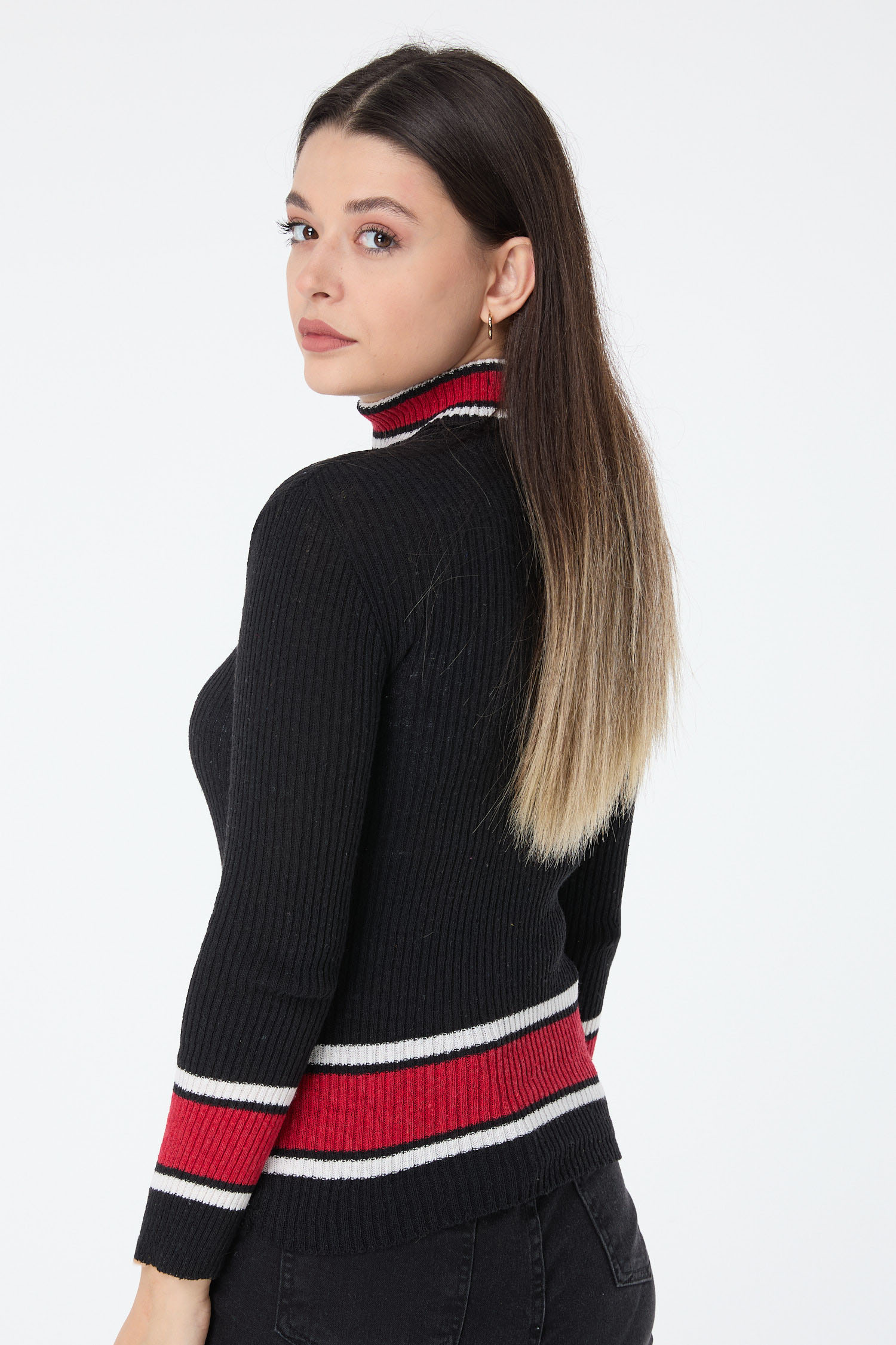 23530-SIYAH Triko Kazak - 4