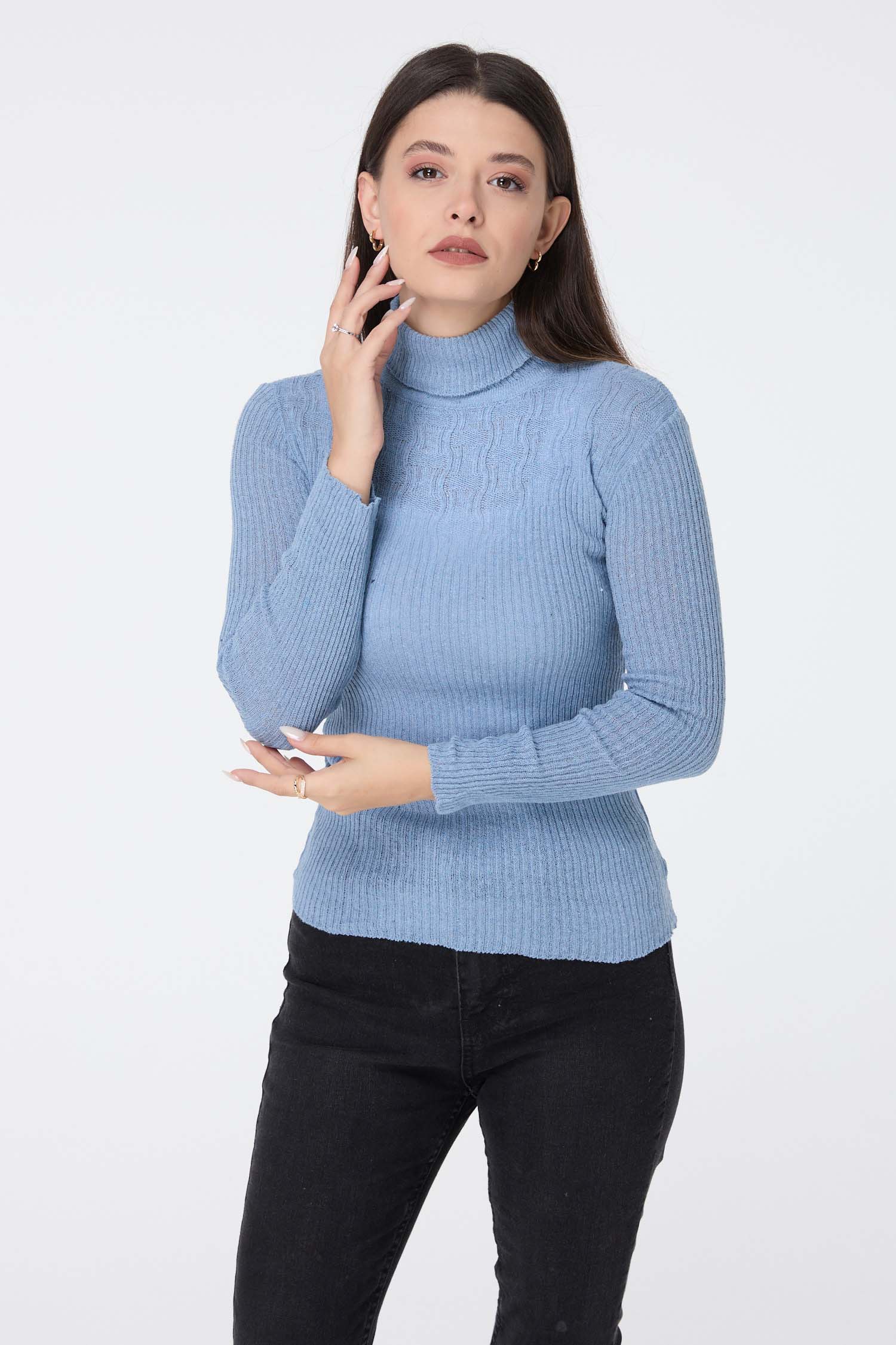 23537-BEBE-MAVI Triko Kazak - 1