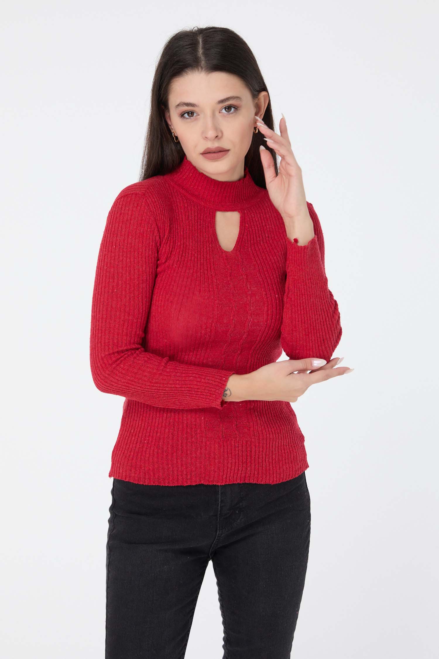 23541-KIRMIZI Triko Kazak - 2