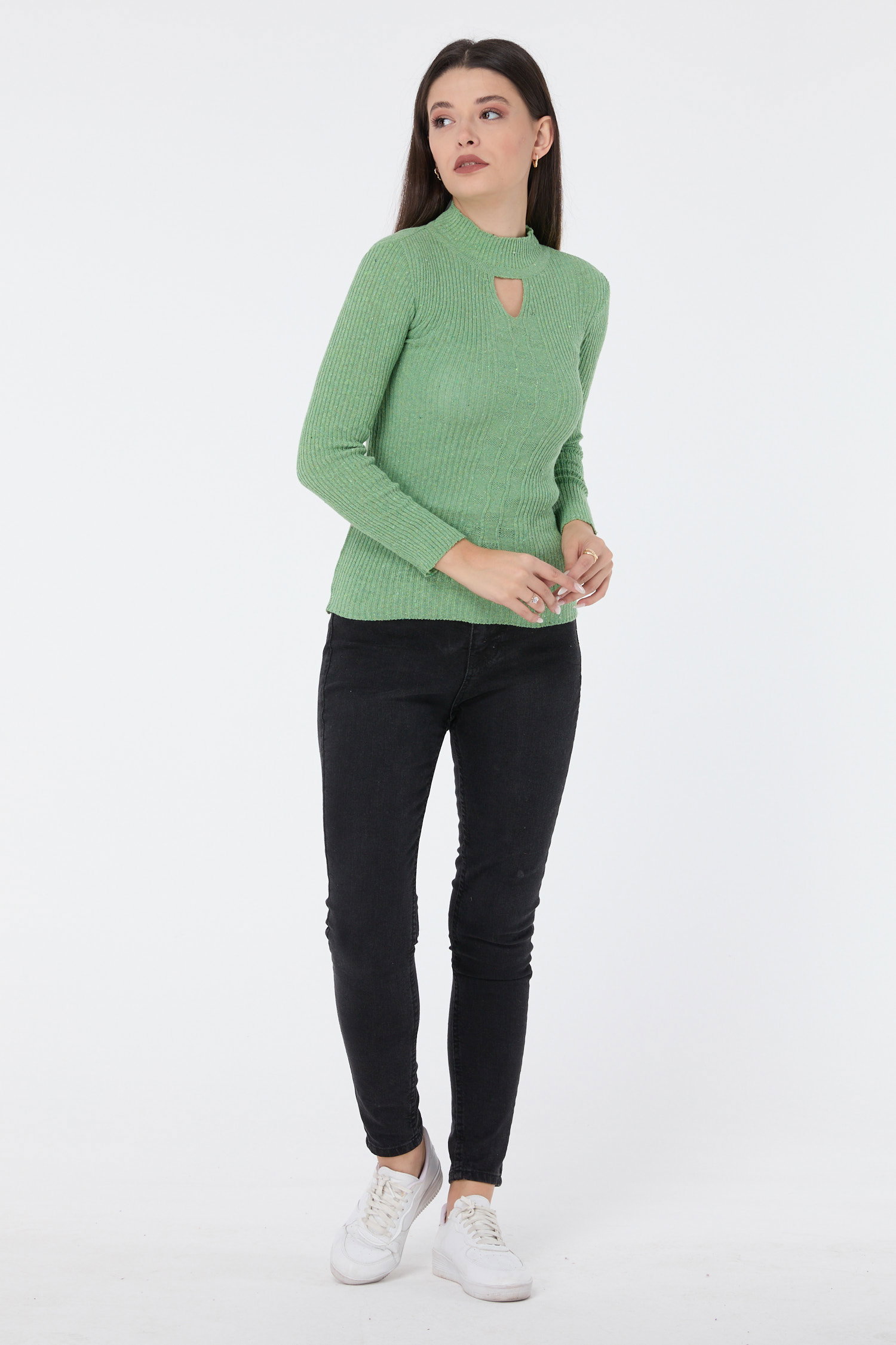 23541-YESIL Triko Kazak - 1
