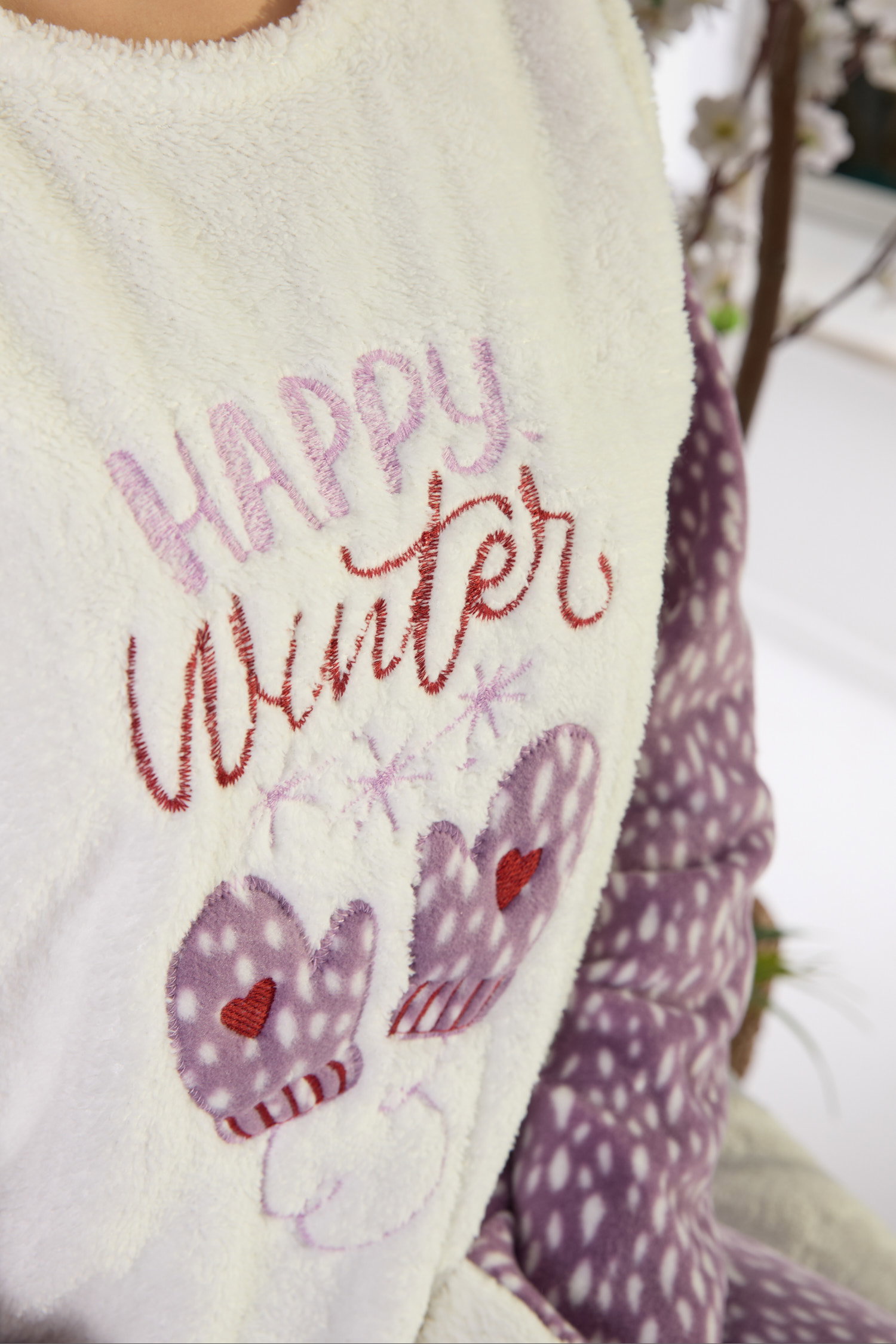 23549-LILA Peluş Pijama Takımı - 7