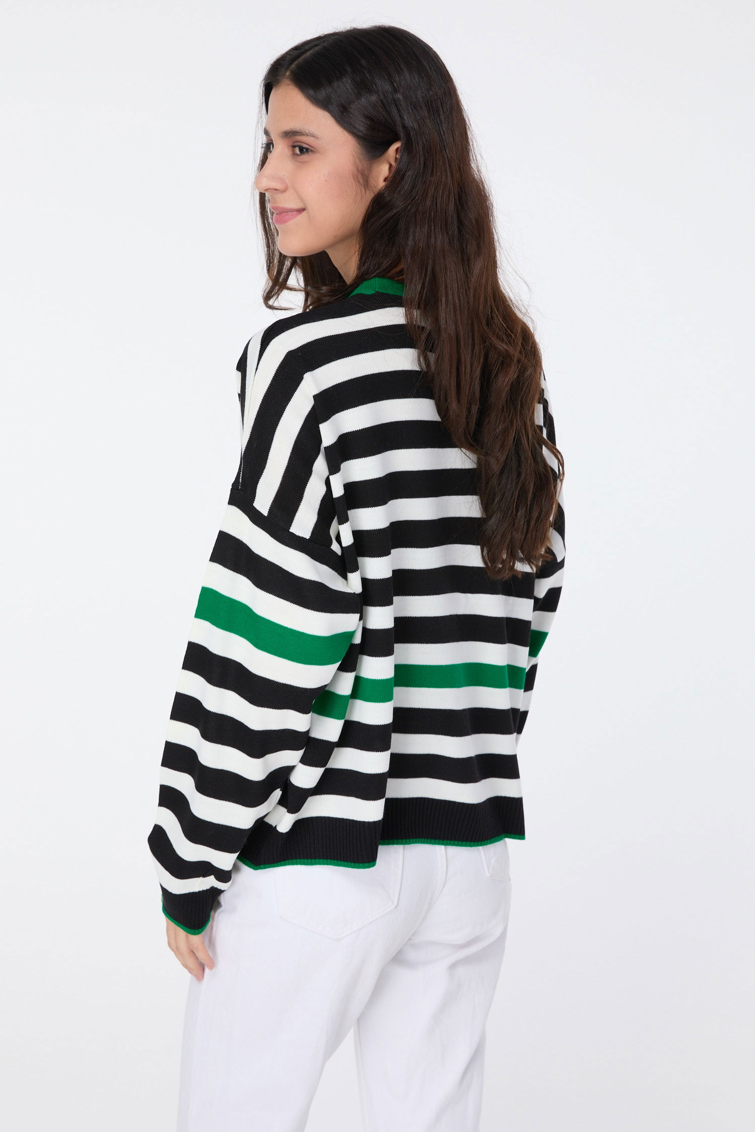 23560-YESIL Triko Kazak - 5