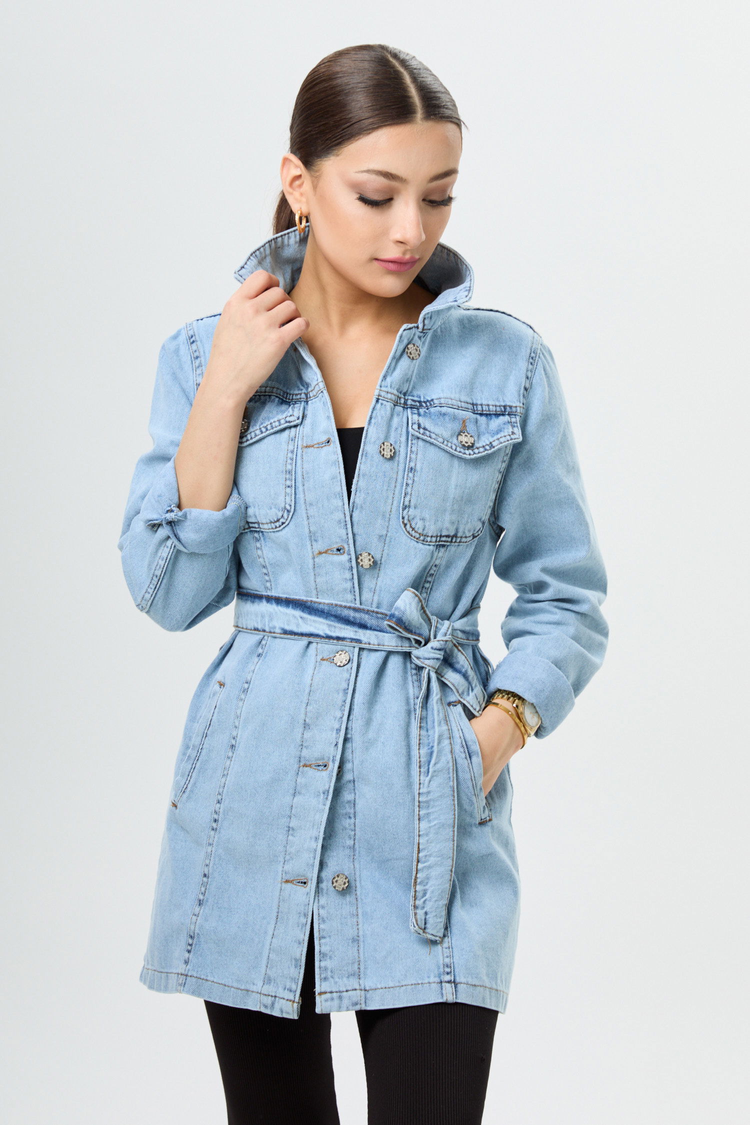 Kot Ceket Buz Mavi - 23625 - 2