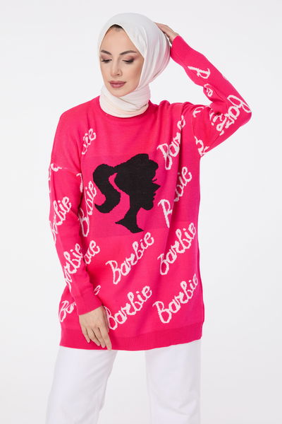 23631-PEMBE Triko Kazak 