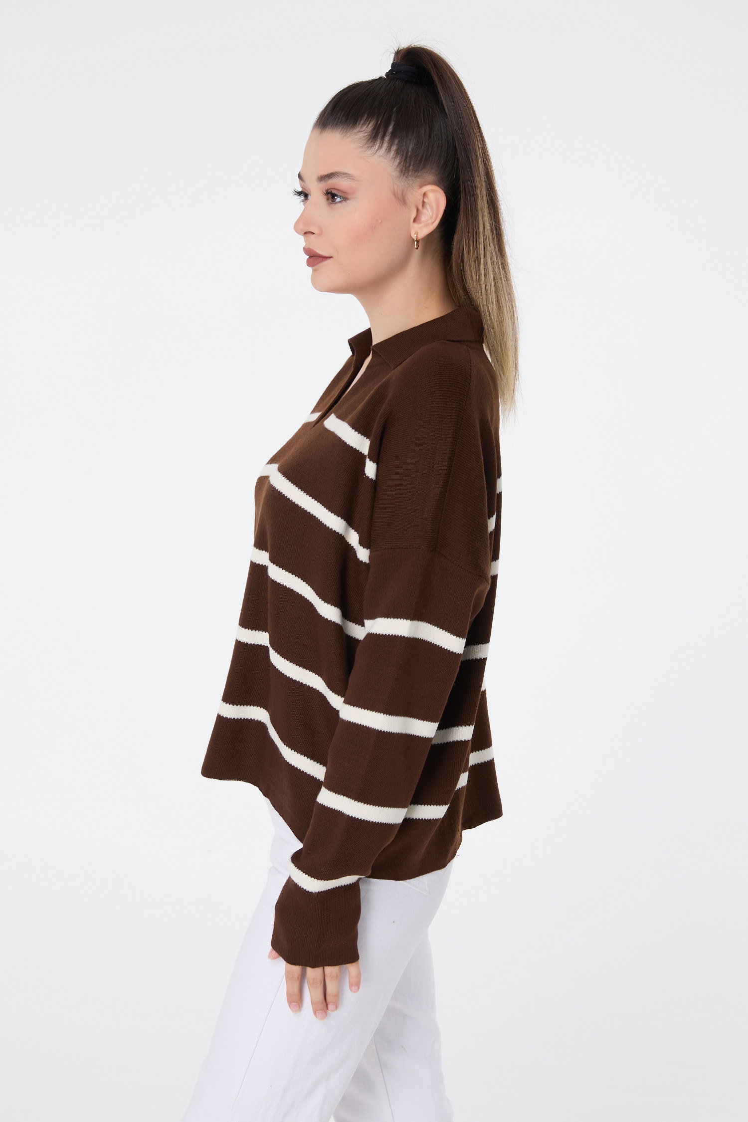 23633-KAHVE Triko Kazak - 3