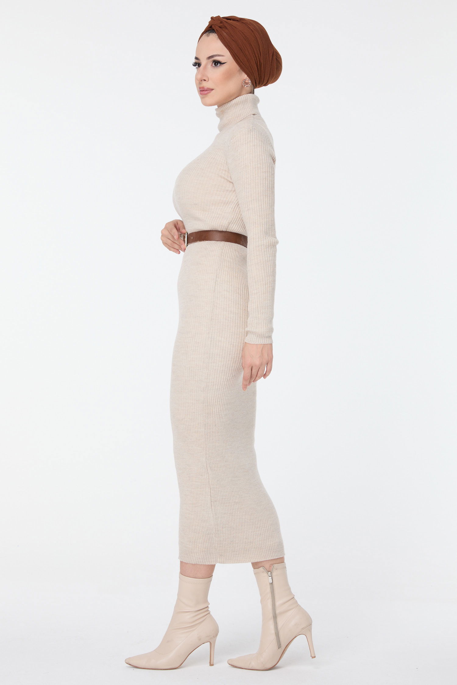23638-TAS Triko Elbise - 3