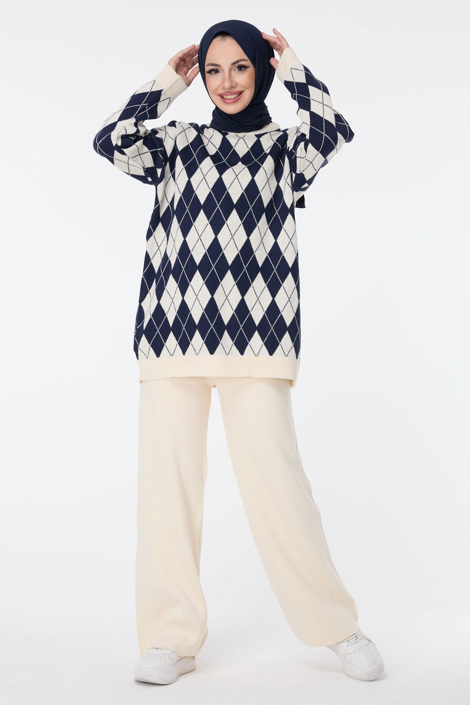 23645-KREM Triko Tunik Pantolon - 1
