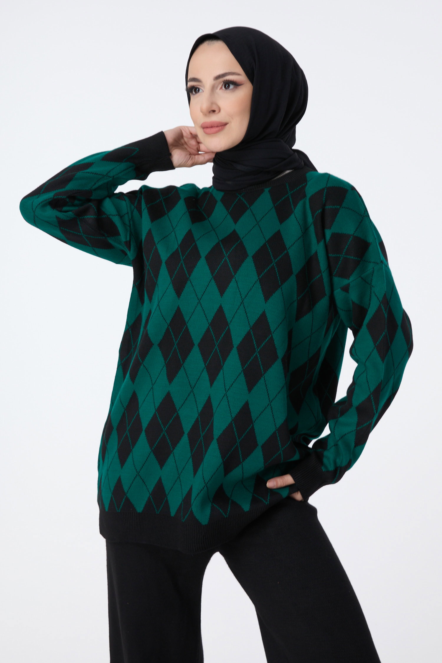 23645-SIYAH Triko Tunik Pantolon - 1