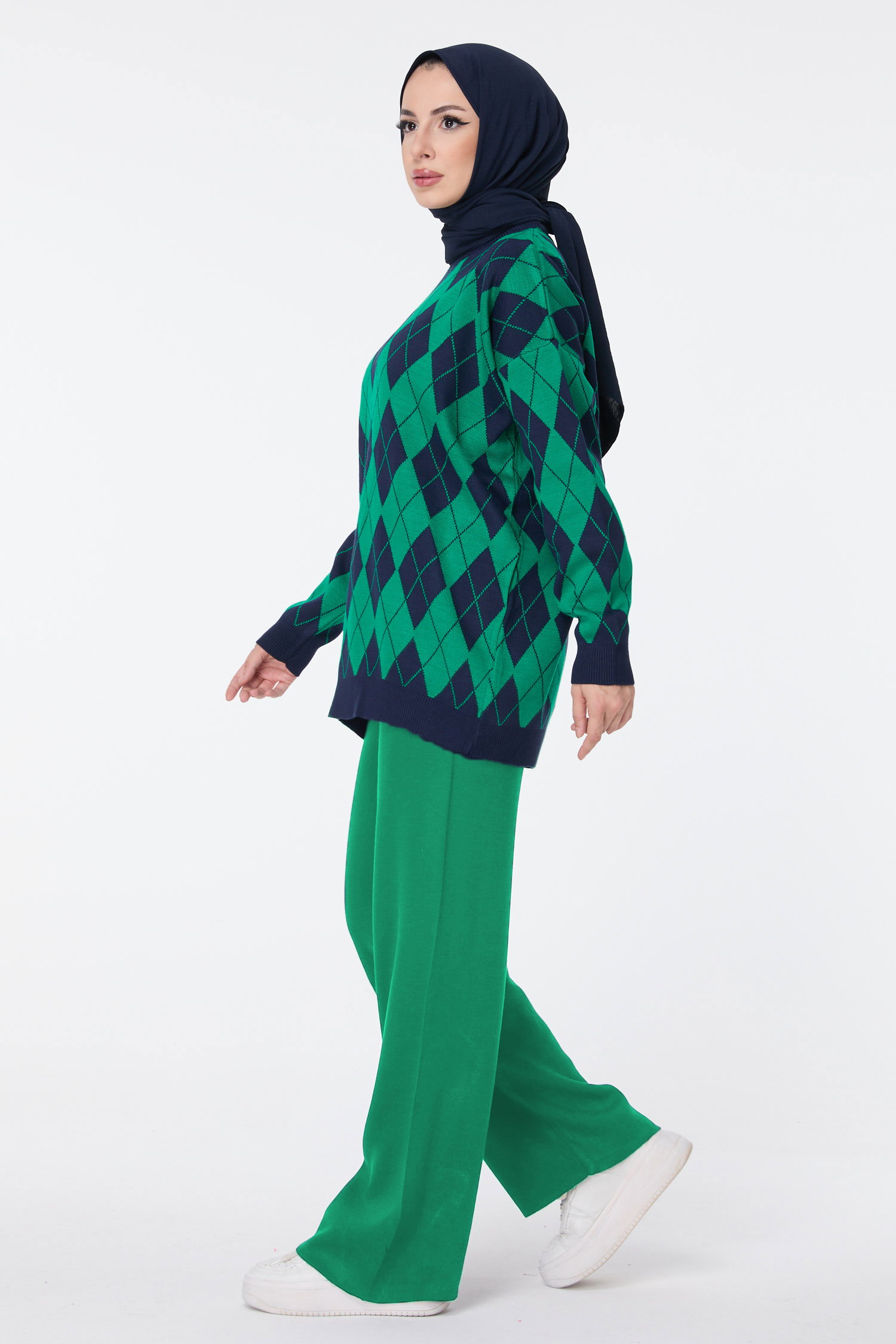 23645-YESIL Triko Tunik Pantolon - 4