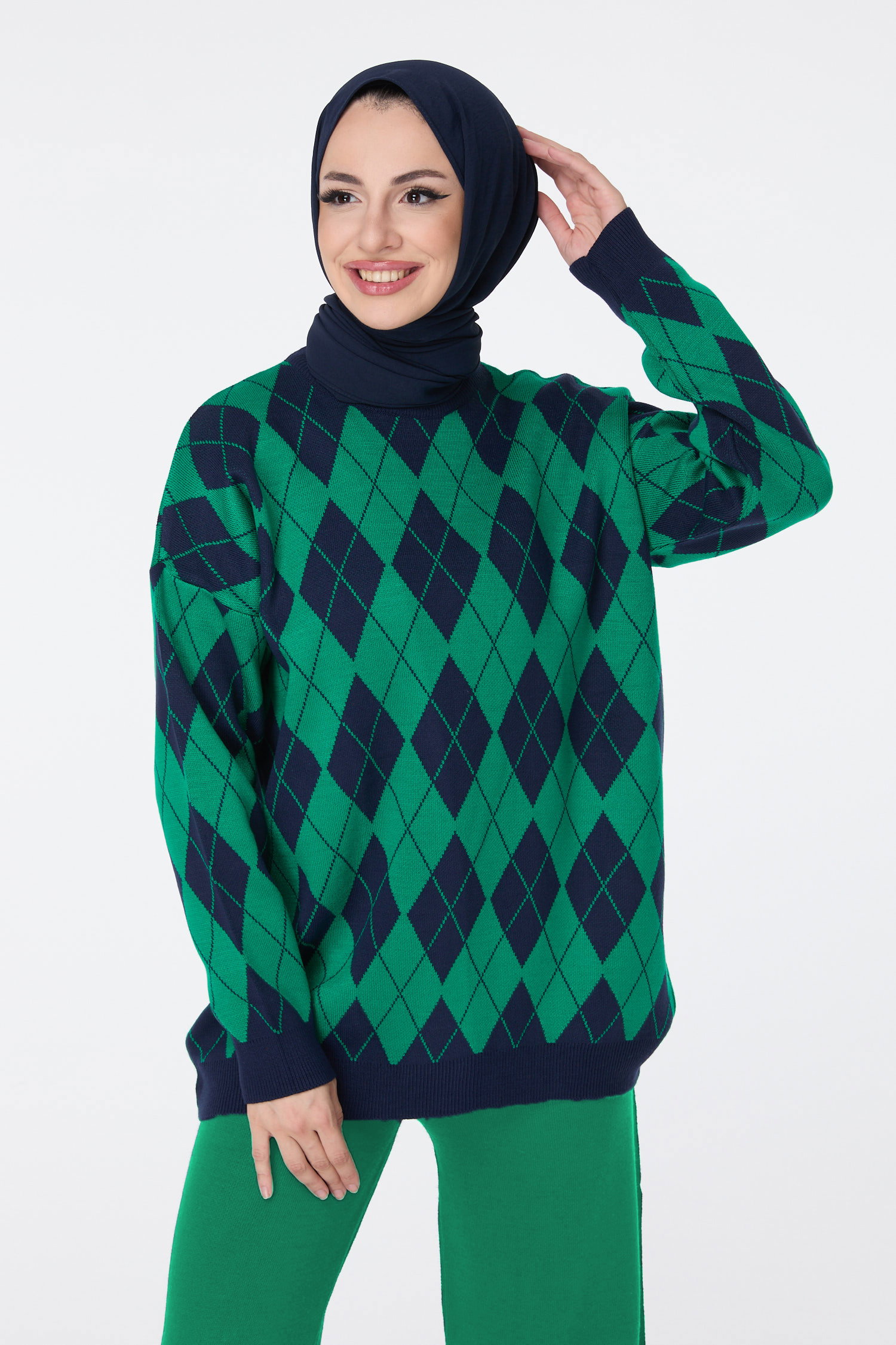23645-YESIL Triko Tunik Pantolon - 5